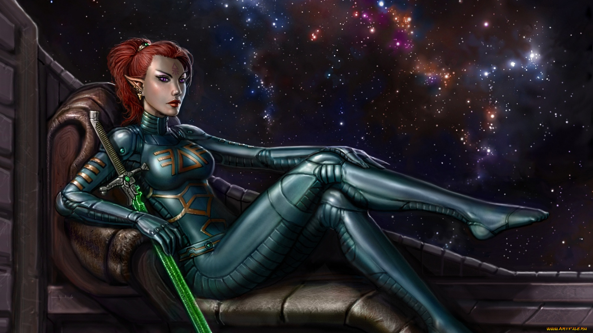 фэнтези, эльфы, eldar, farseer, меч, арт, девушка, воин, warhammer, 40k