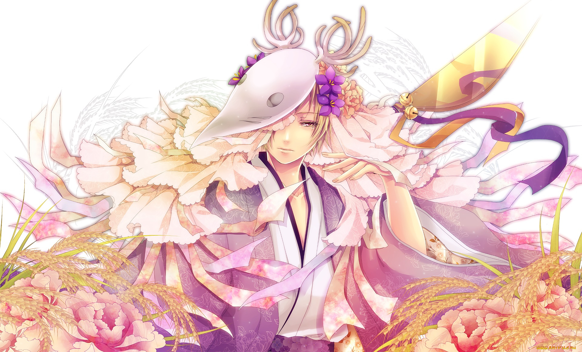 аниме, natsume, yuujinchou, девушка, взгляд, фон