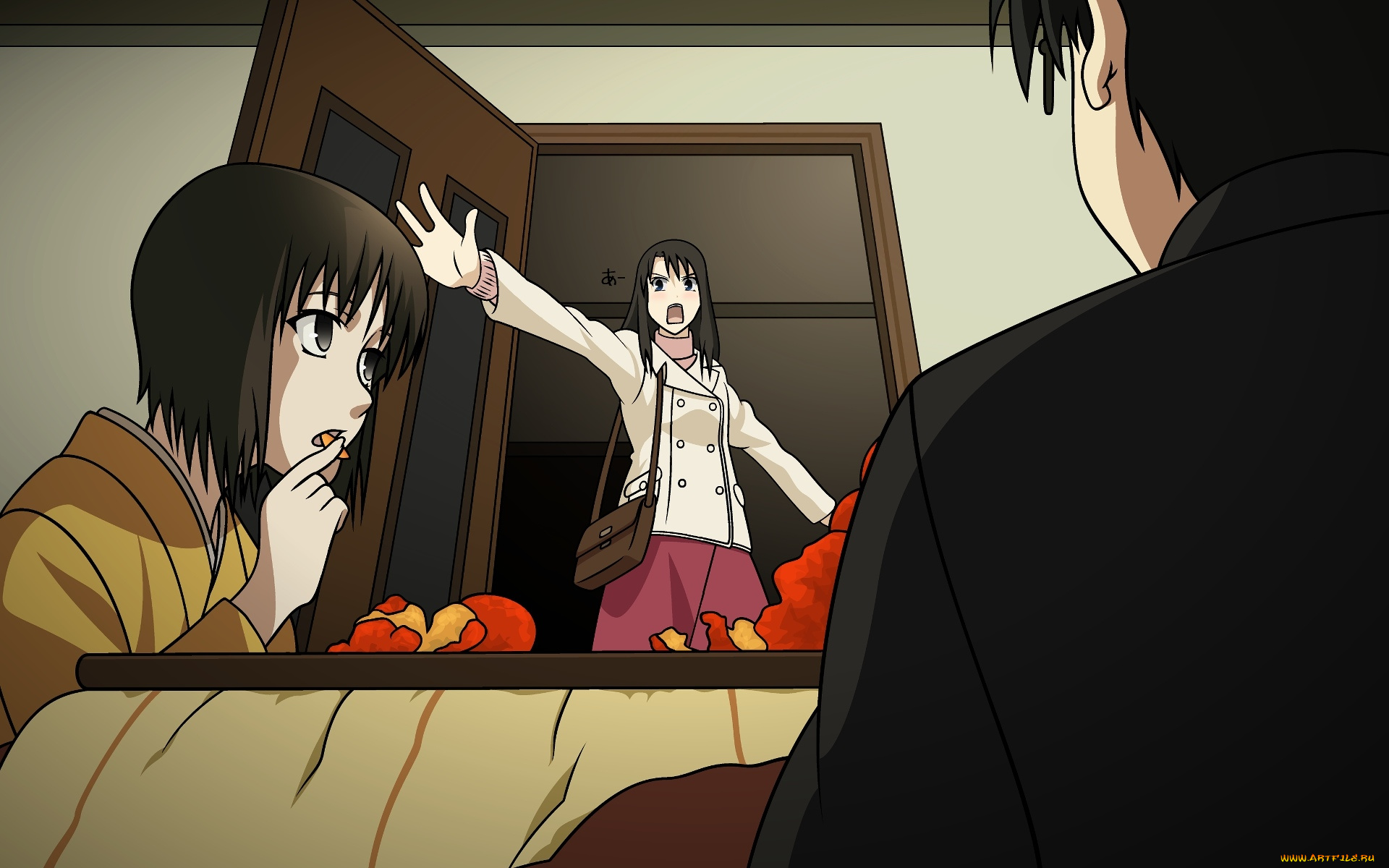 аниме, kara, no, kyokai, фон, взгляд, девушка