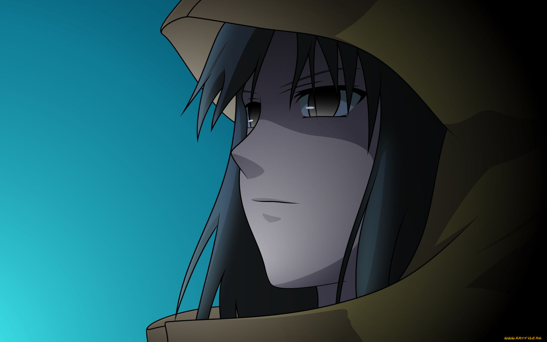 аниме, kara, no, kyokai, взгляд, девушка, фон