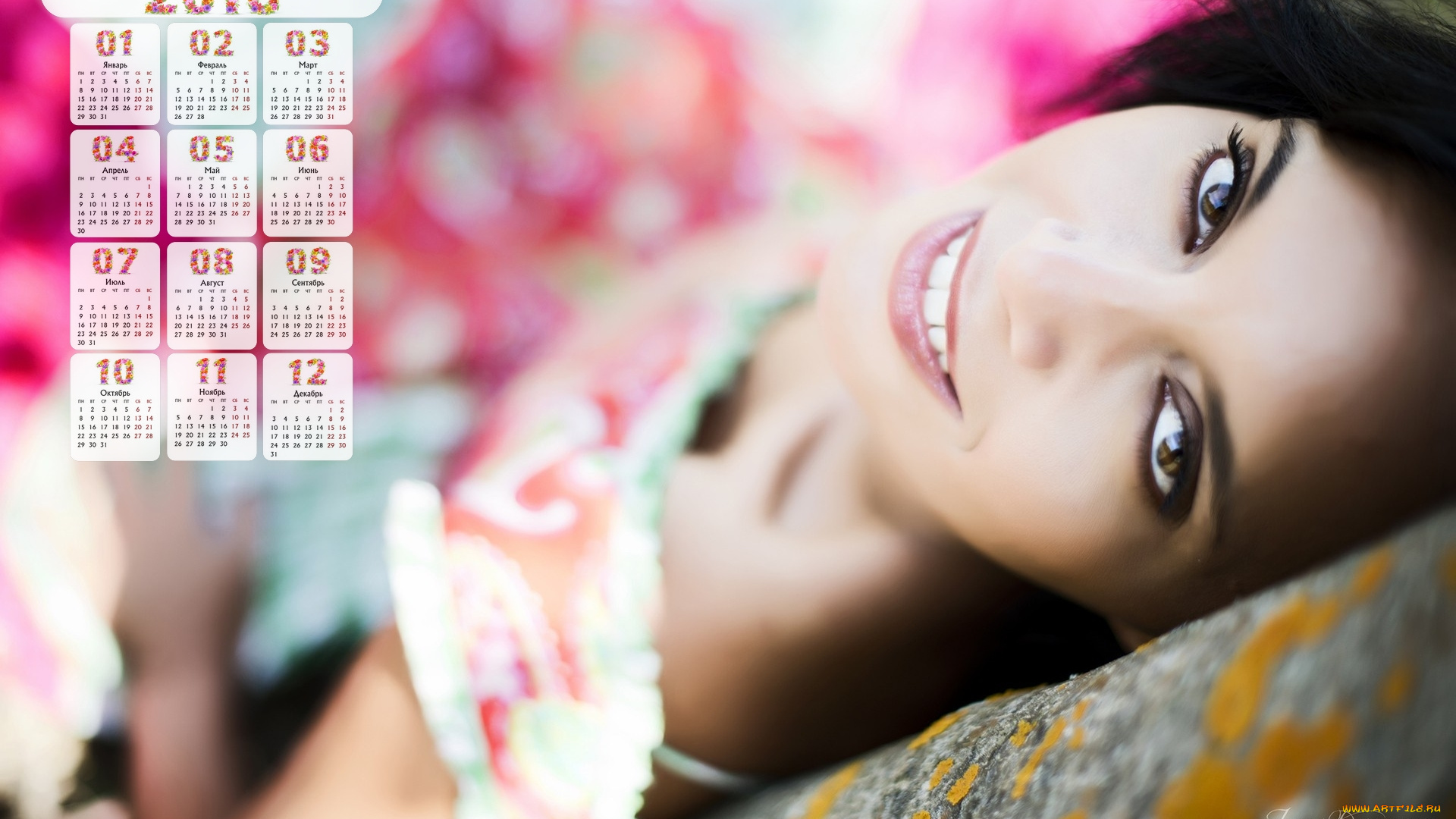 календари, девушки, взгляд, лицо
