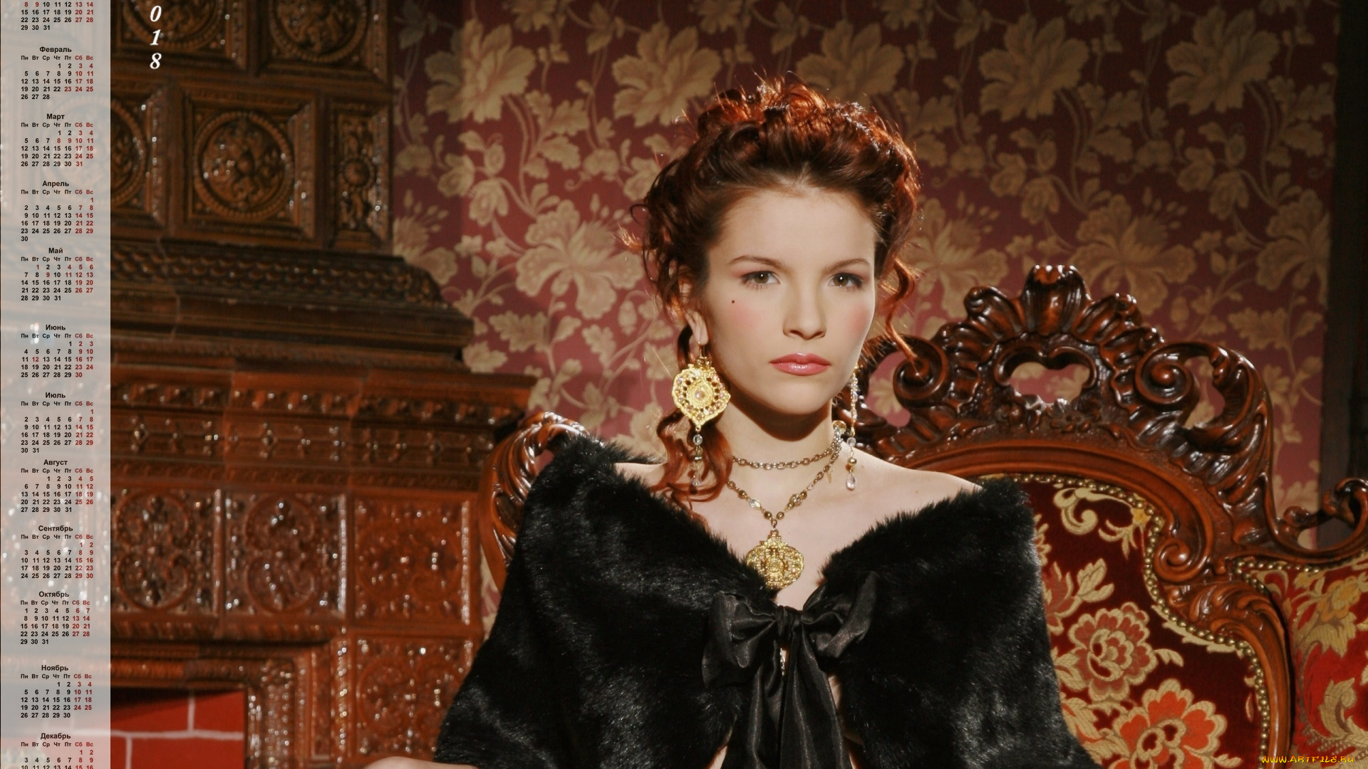 календари, девушки, взгляд, украшения