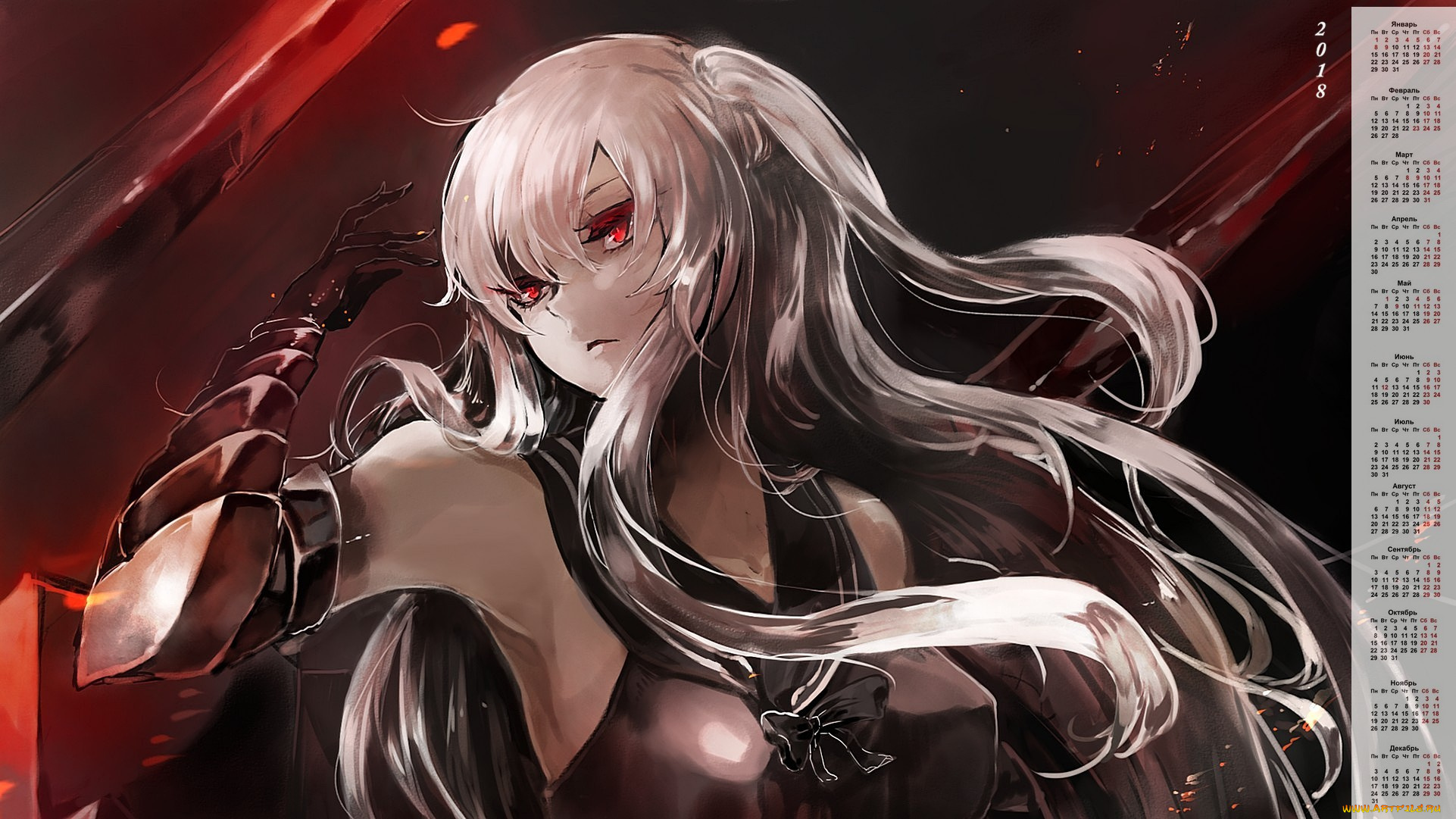 календари, аниме, гламур, девушка