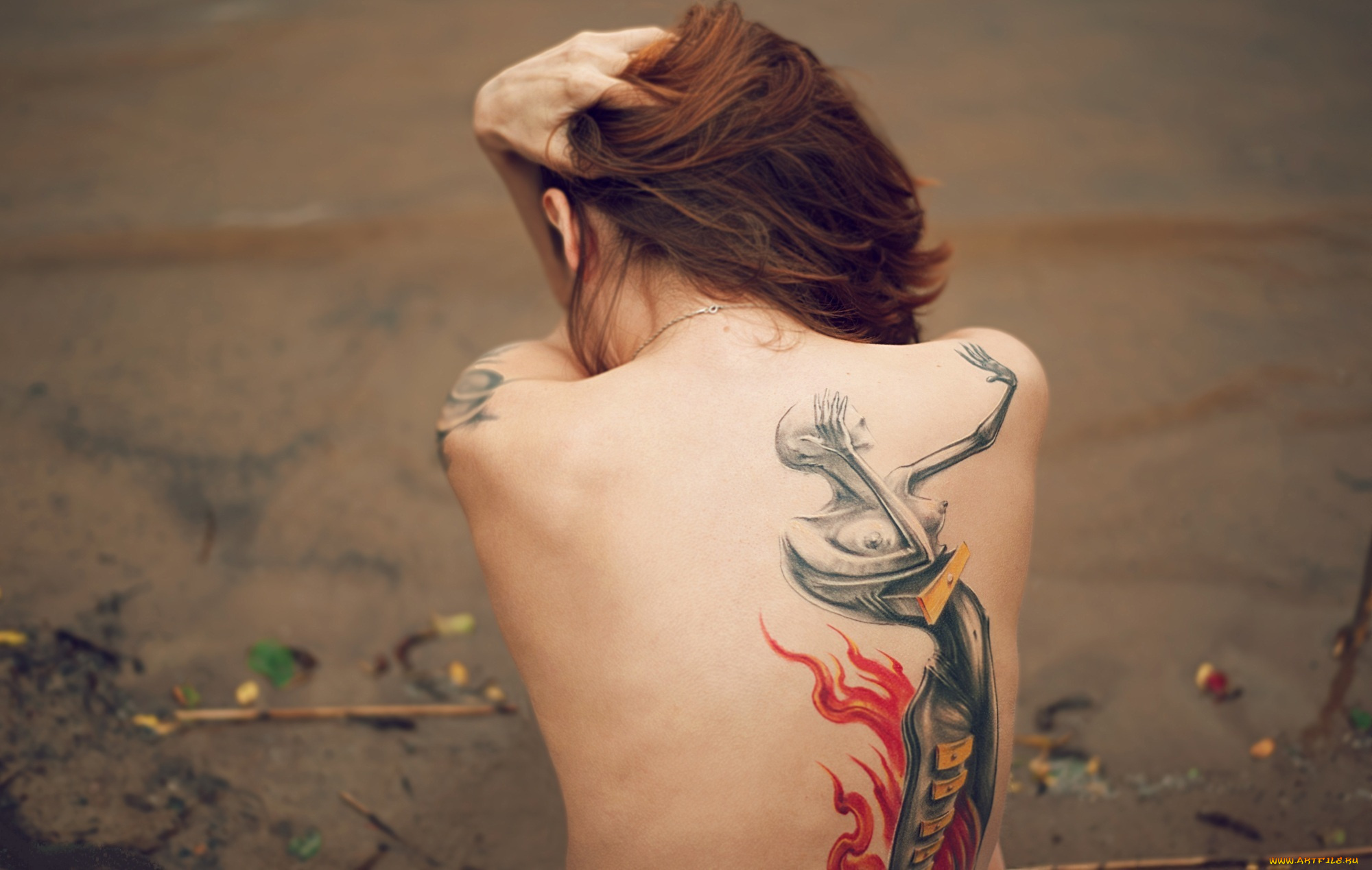 девушки, -unsort, , рыжеволосые, и, другие, спина, рыжая, тату