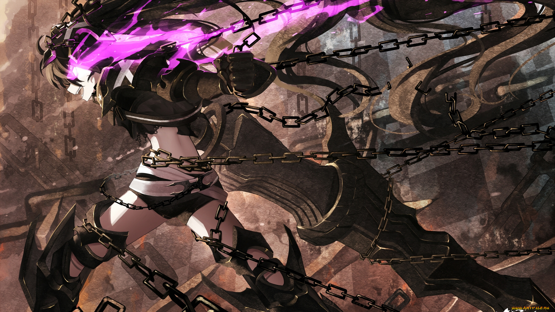 аниме, black, rock, shooter, девушка