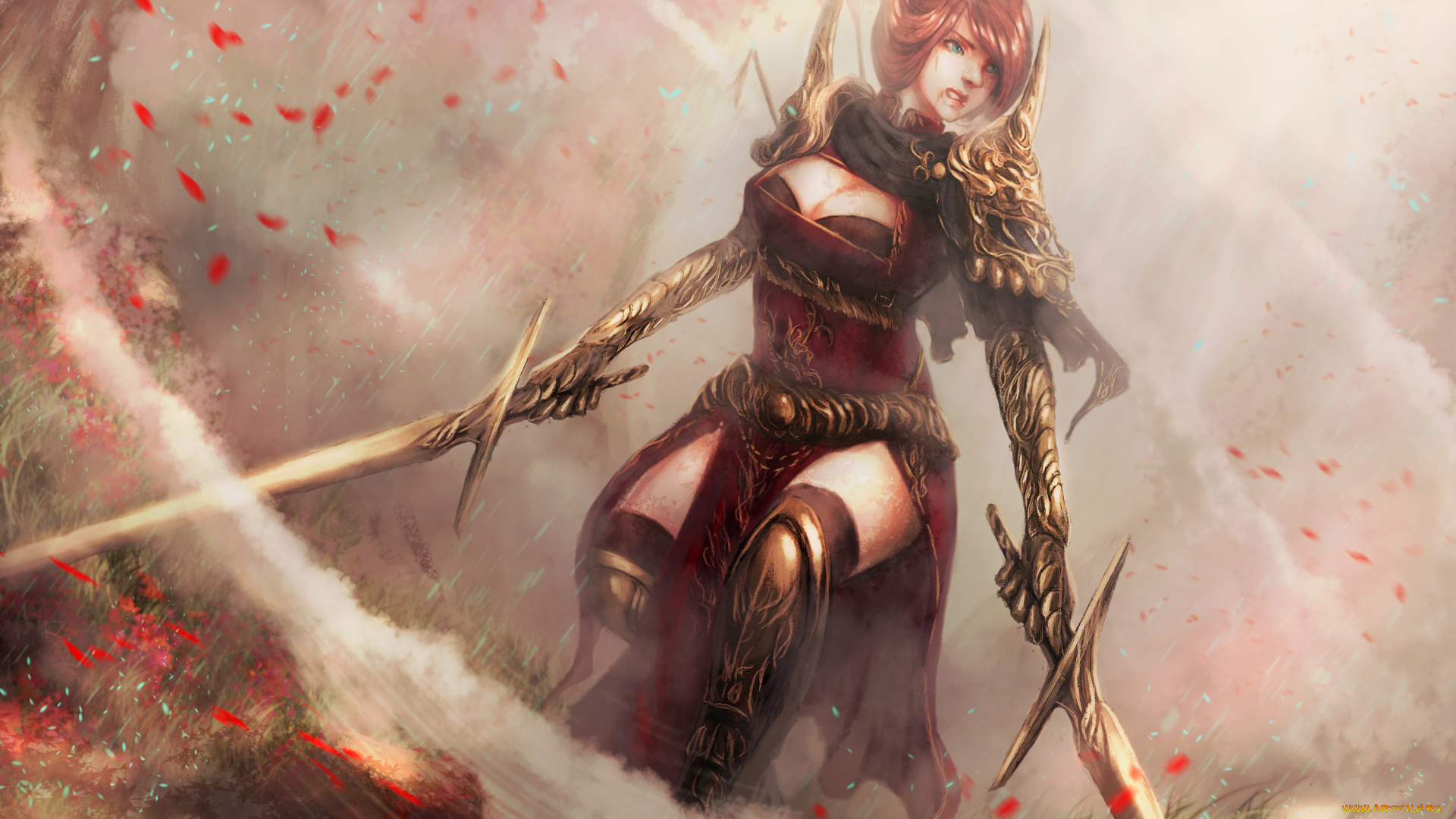 фэнтези, девушки, униформа, фон, девушка, меч