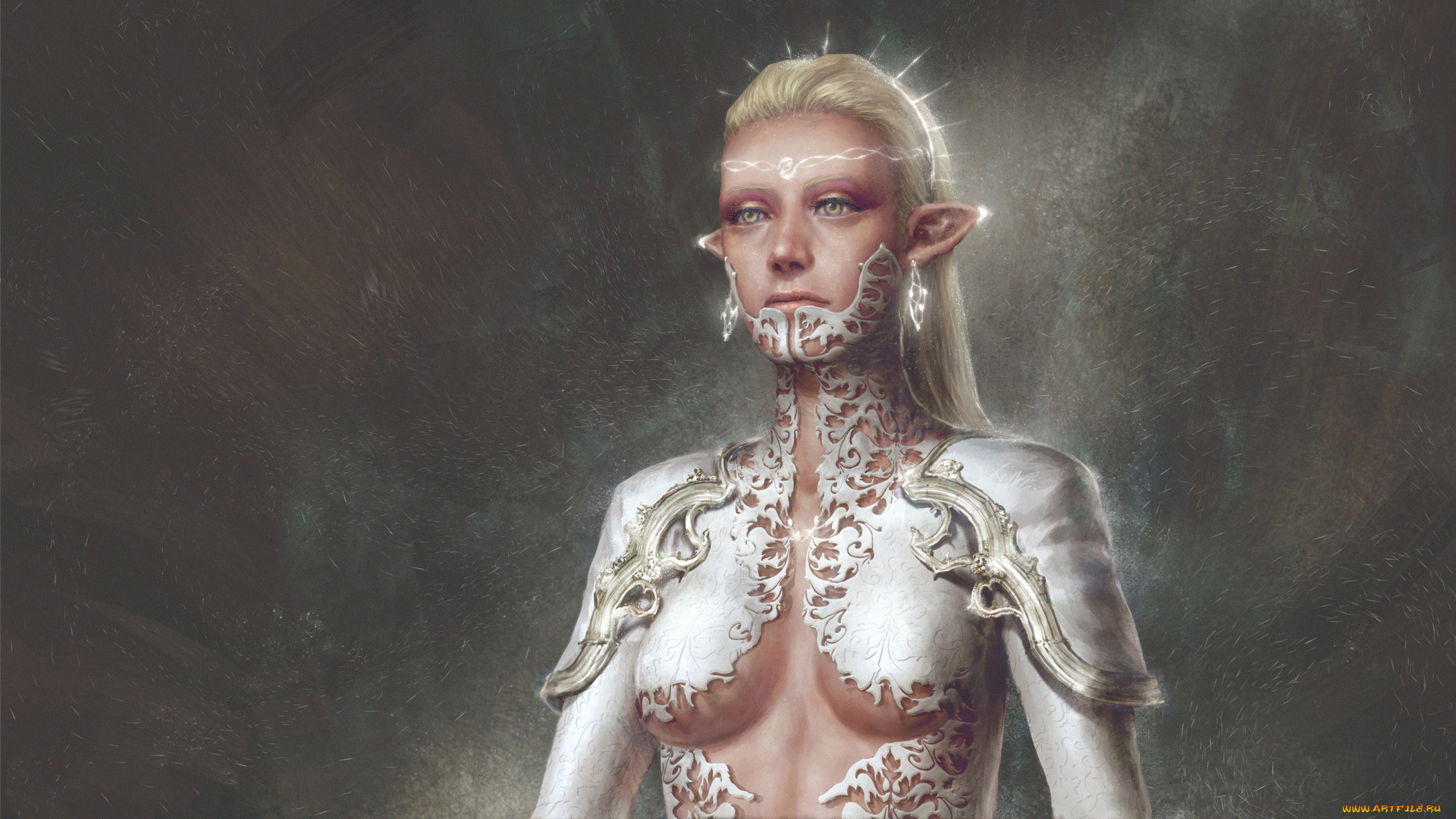 фэнтези, эльфы, взгляд, фон, девушка