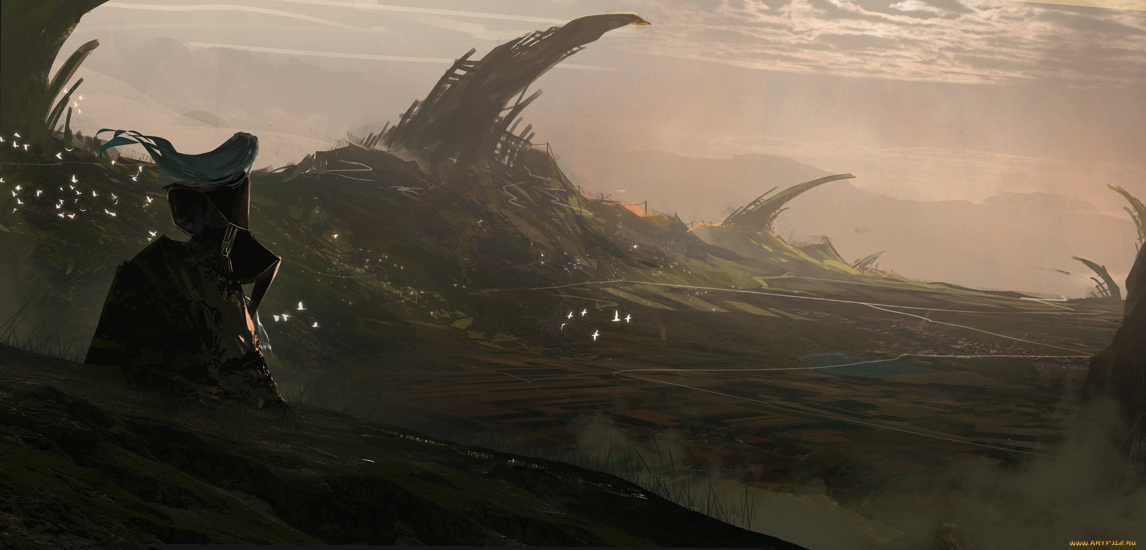 аниме, пейзажи, , природа, девушка