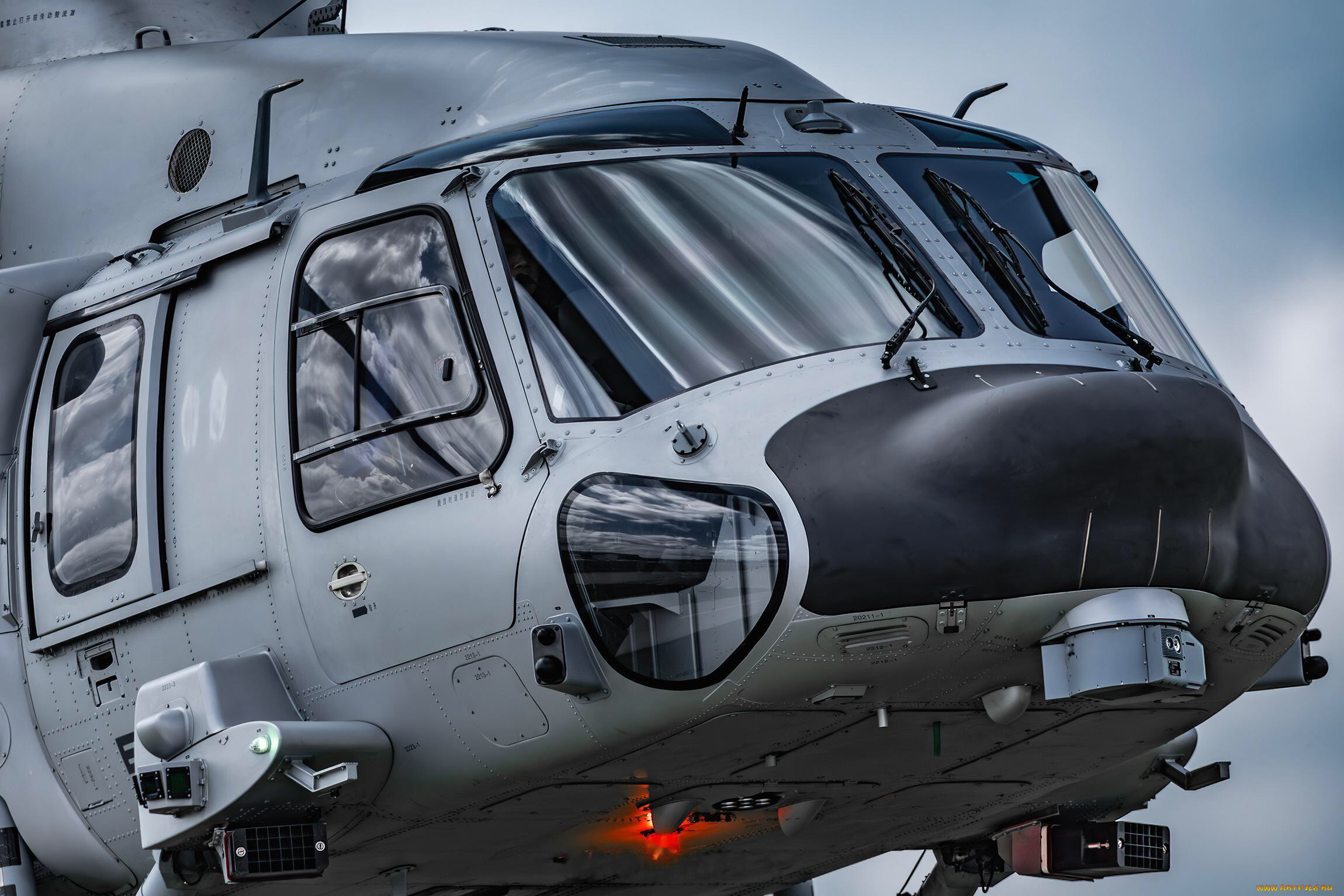 авиация, вертолёты, plaaf, z20, военная, машина, вид, спереди, облака, кабина, ввс, китая