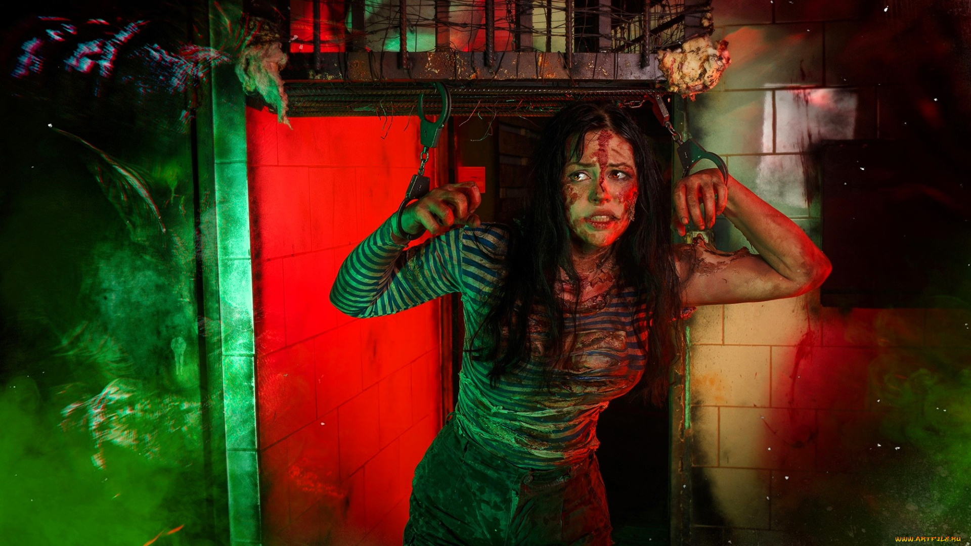 девушки, алиса, арефьева, образ, косплей, наряд, грязь, кровь, тельняшка, наручники