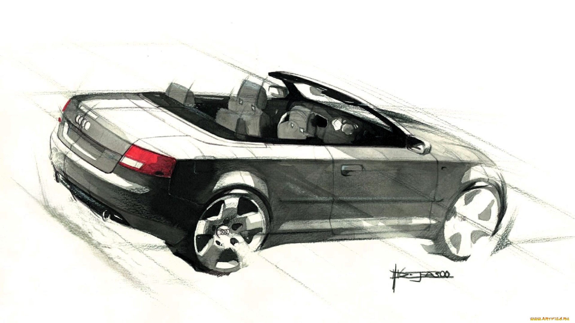 рисованное, авто, мото, машина, ауди, кабриолет
