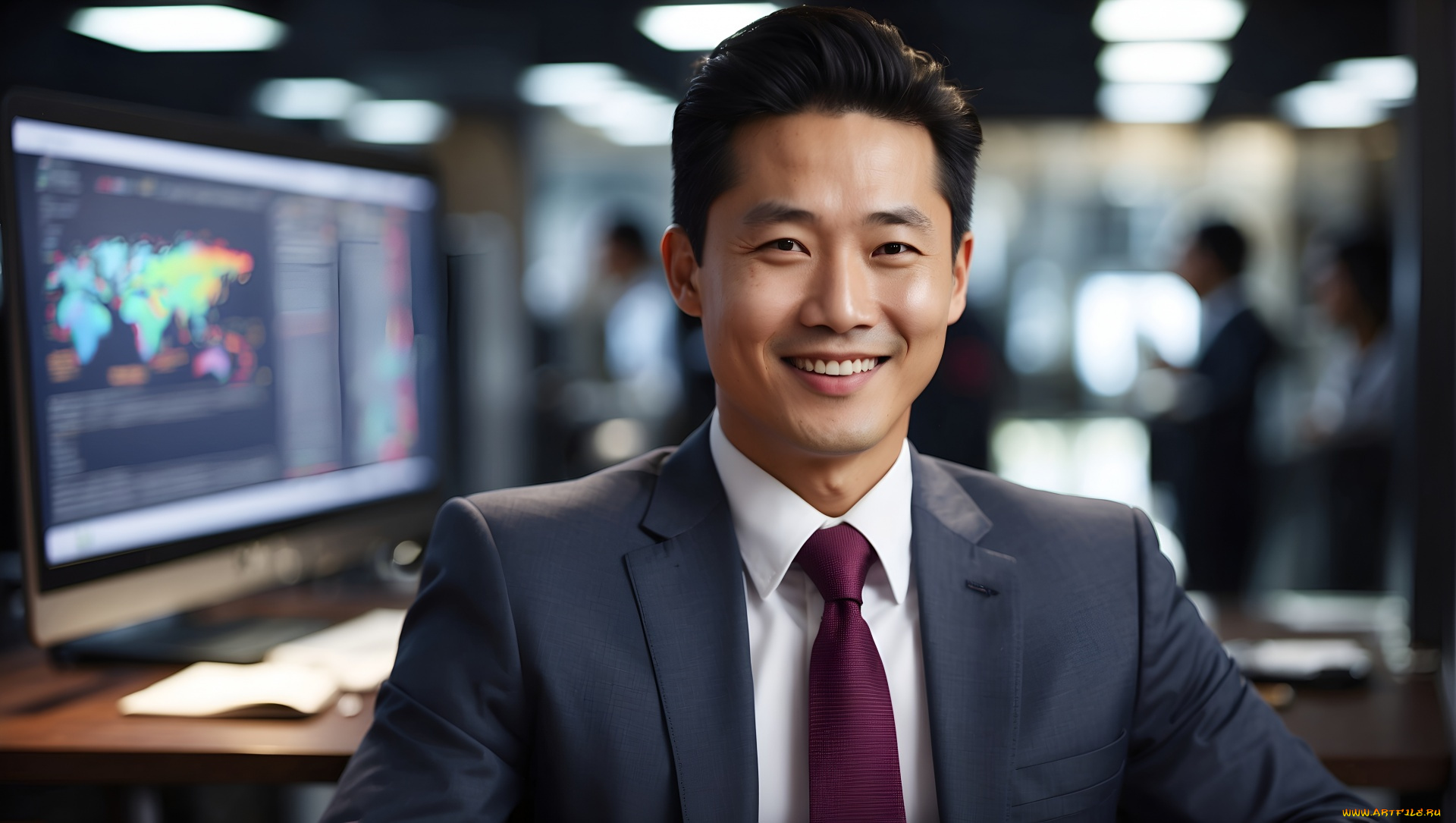 3д, графика, люди, , people, азиат, бизнесмен, улыбка