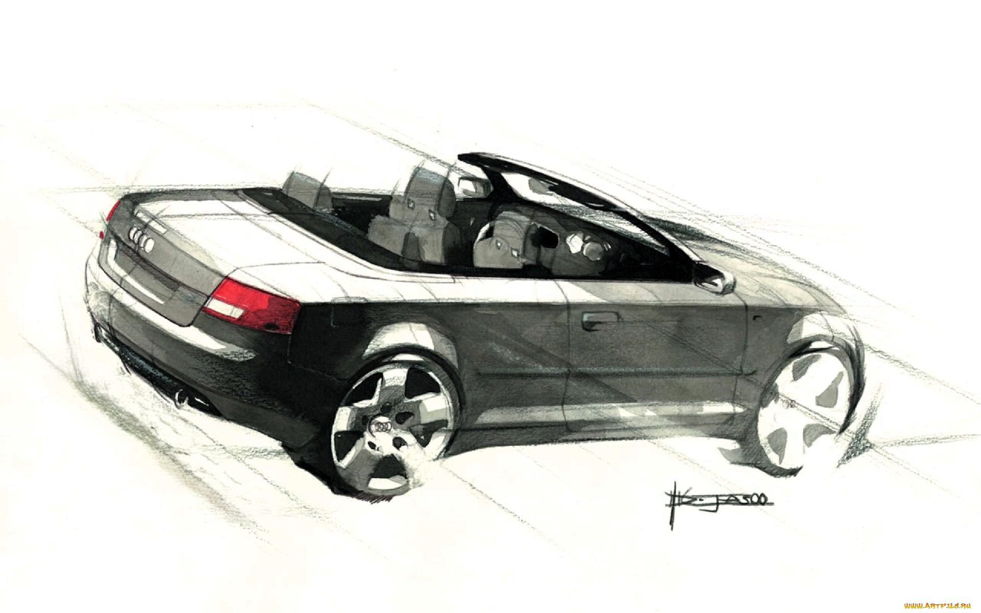 рисованное, авто, мото, машина, ауди, кабриолет