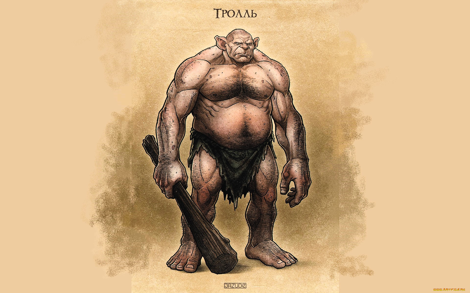 рисованное, кино, , мультфильмы, тролль, существо, набедренная, повязка, дубина