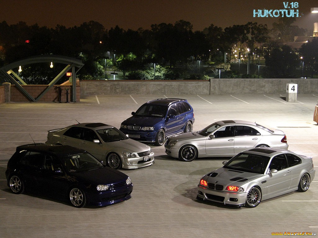 автомобили, разные, вместе