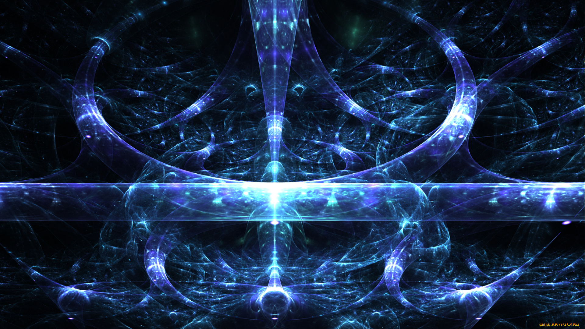 3д, графика, fractal, фракталы, абстрактные, фигуры, в, неоновом, свечении