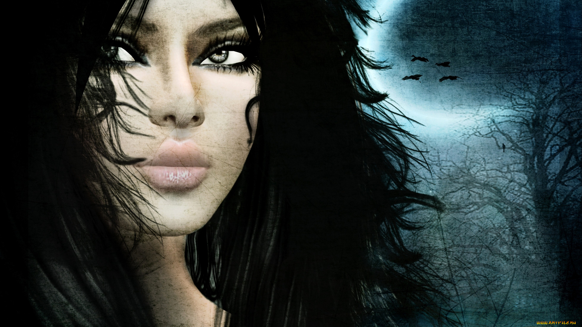 3д, графика, portraits, портрет, лицо, девушка, волосы