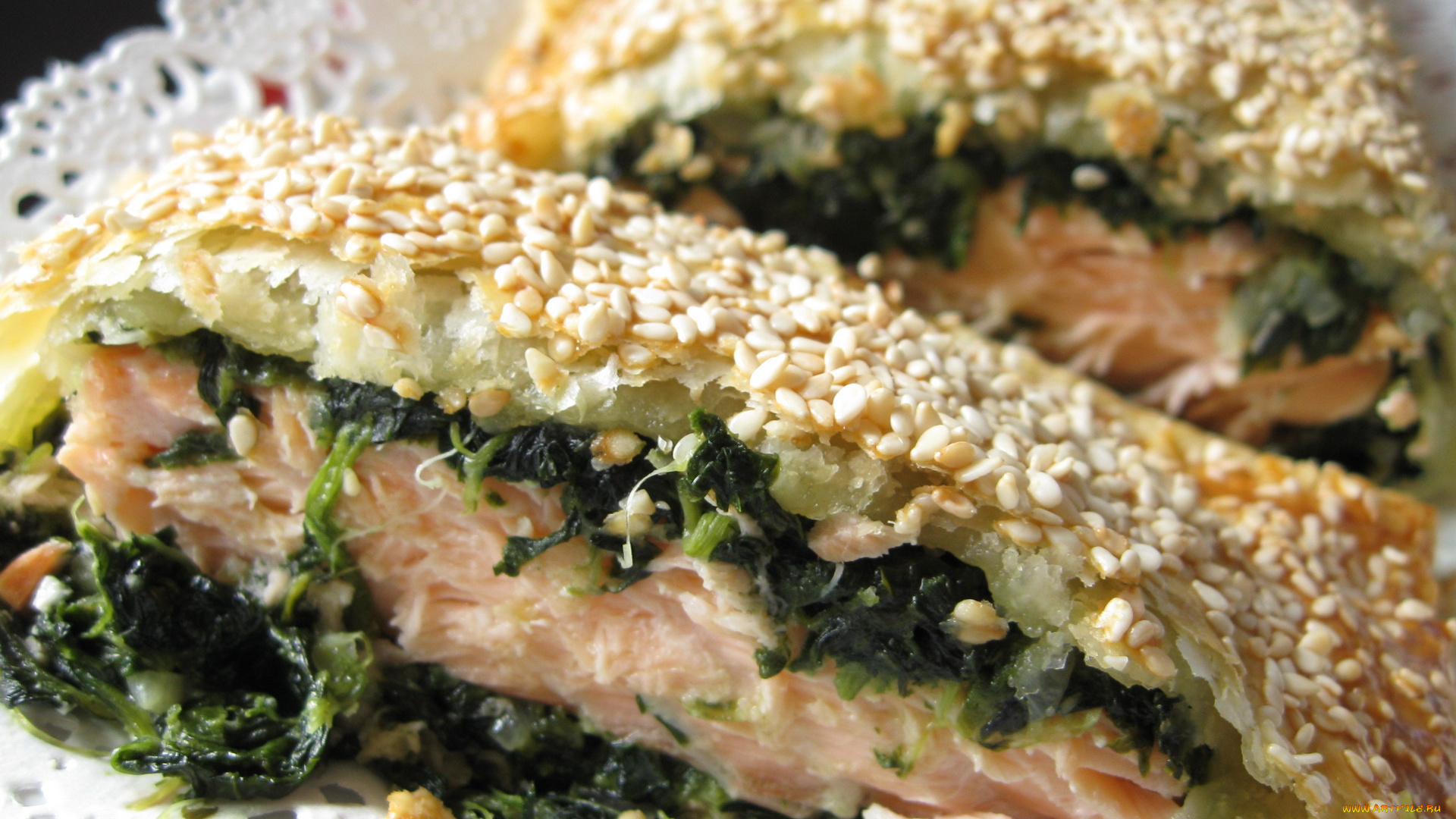 автор, varvarra, еда, рыбные, блюда, морепродуктами, лосось, шпинат, кунжут