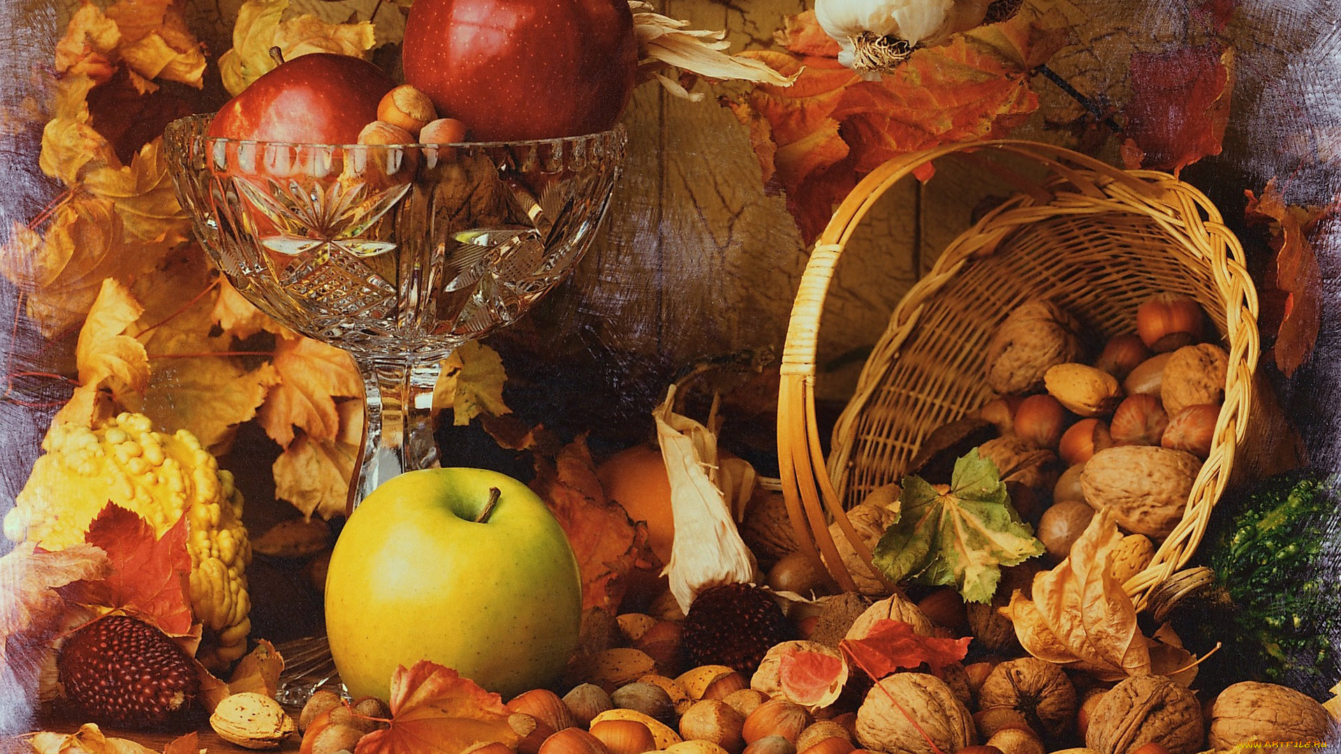 еда, натюрморт, яблоки, орехи