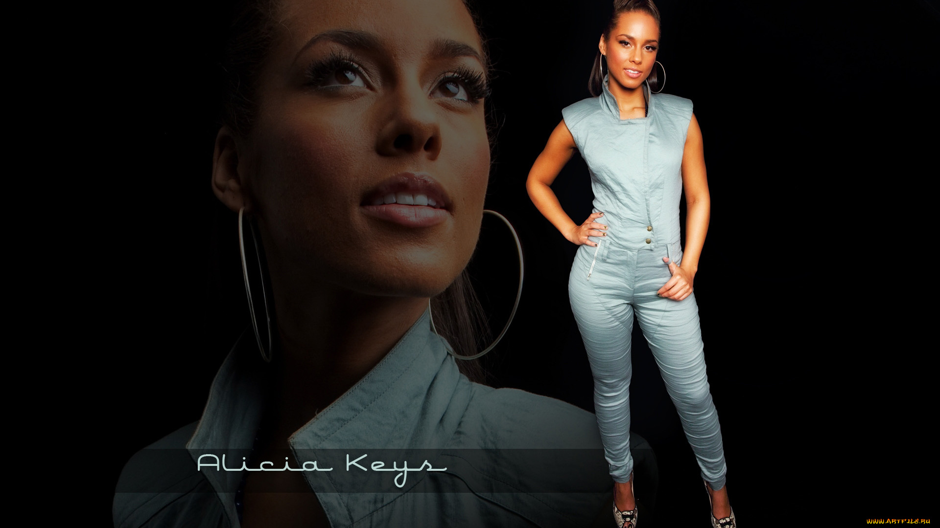 музыка, alicia, keys, серьги-кольца