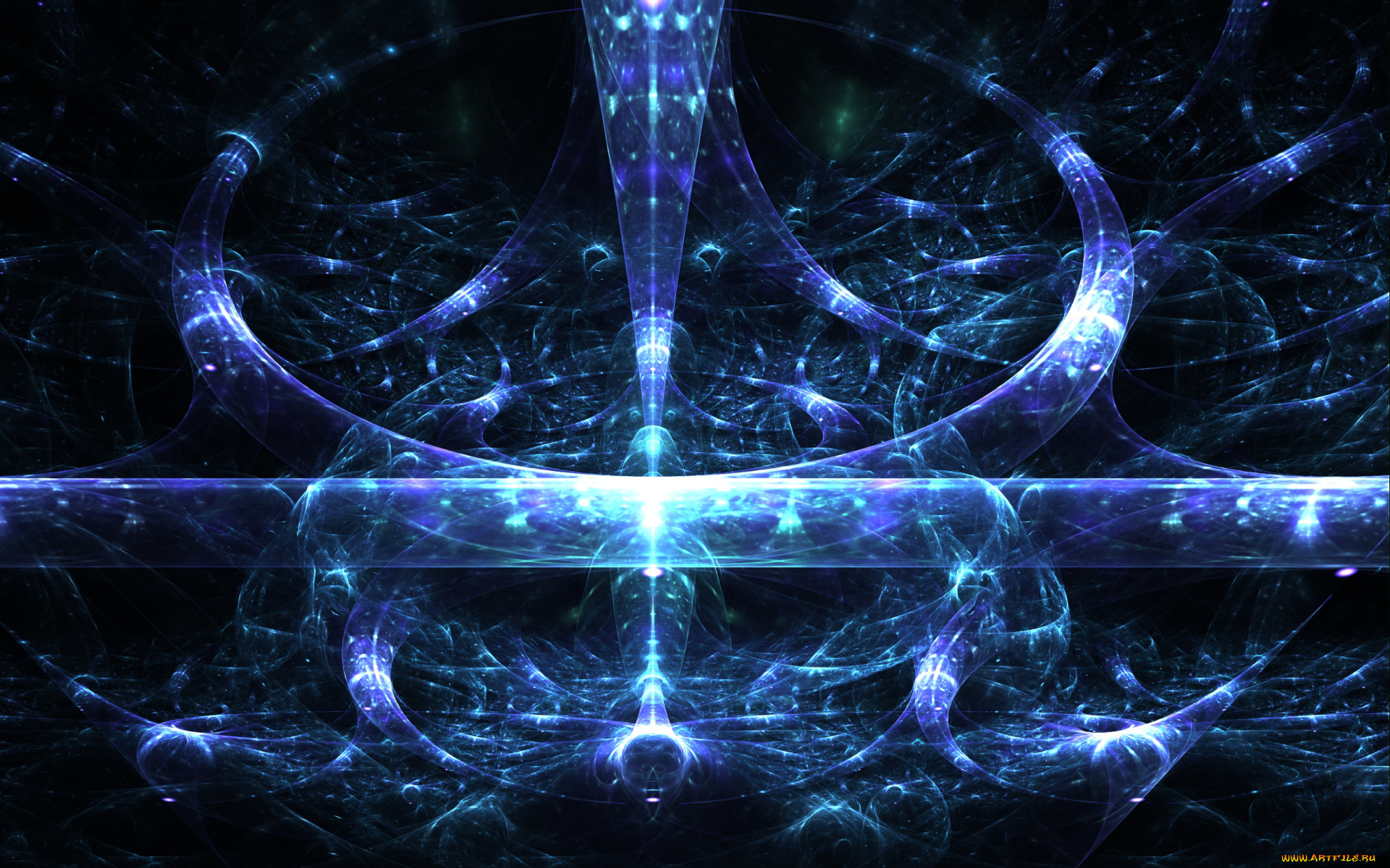 3д, графика, fractal, фракталы, абстрактные, фигуры, в, неоновом, свечении