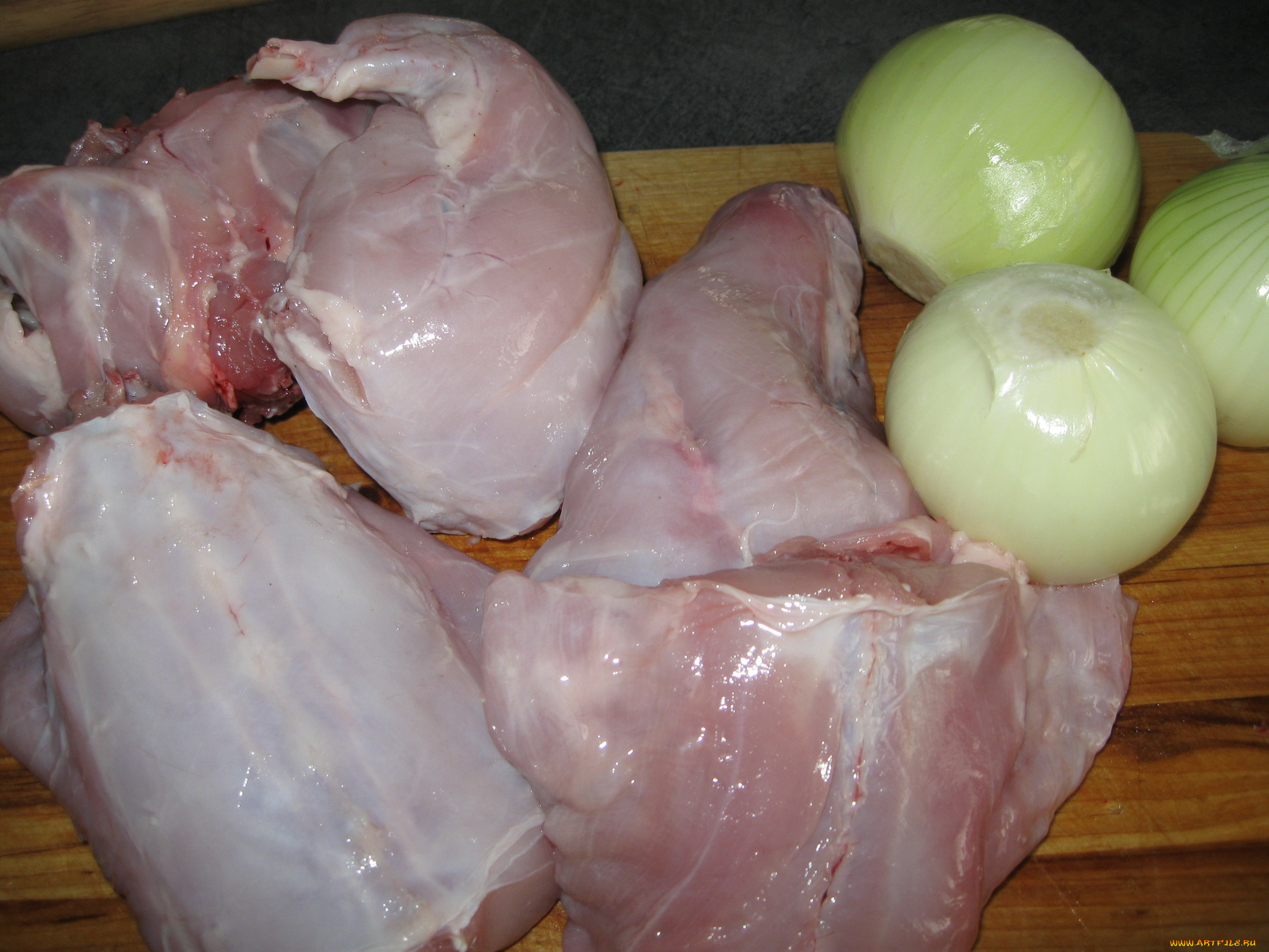 автор, varvarra, еда, мясные, блюда, куски, кролика, луковицы