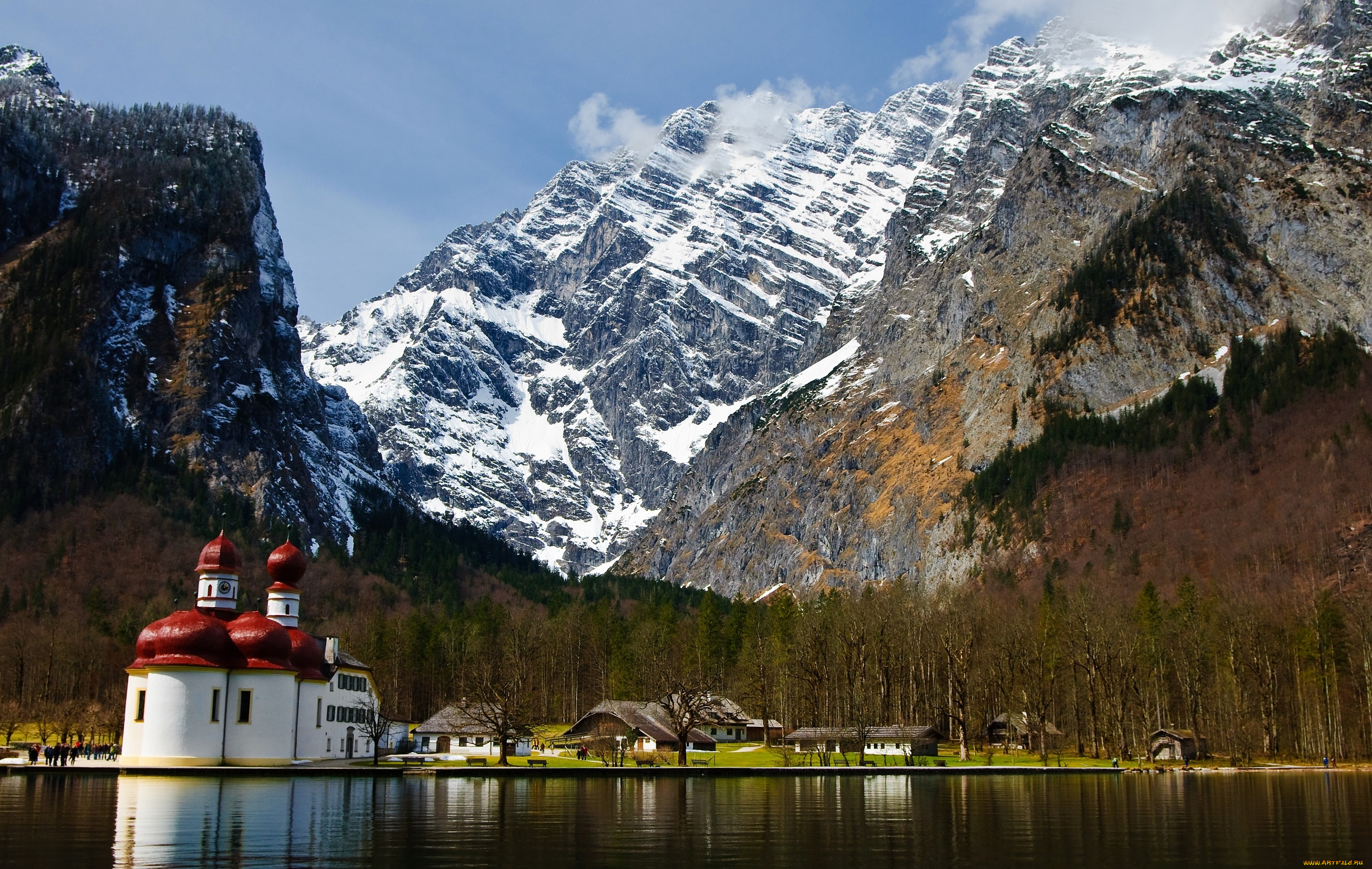 церковь, святого, варфоломея, германия, города, католические, соборы, костелы, аббатства, озеро, горы, купола