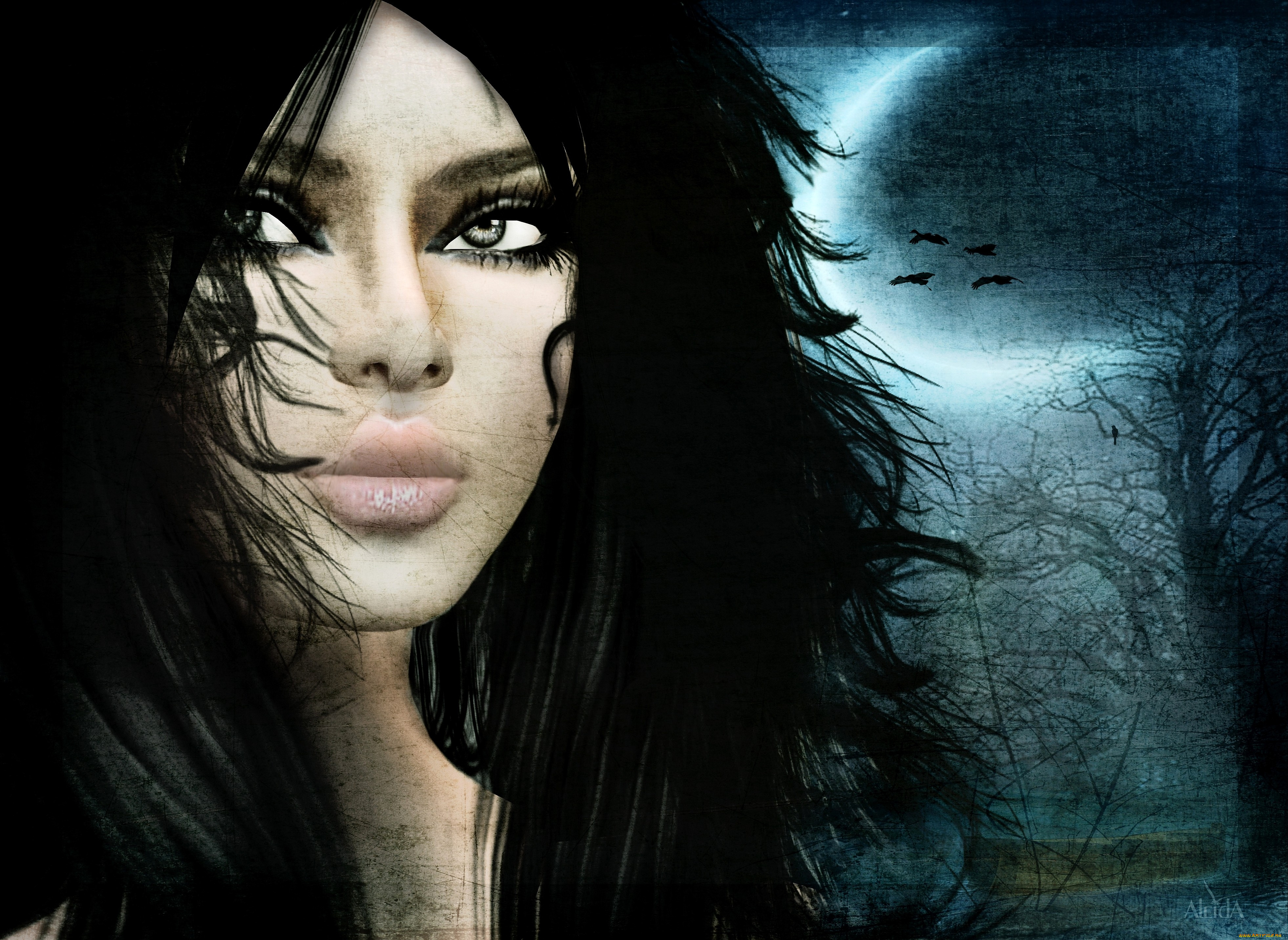 3д, графика, portraits, портрет, лицо, девушка, волосы