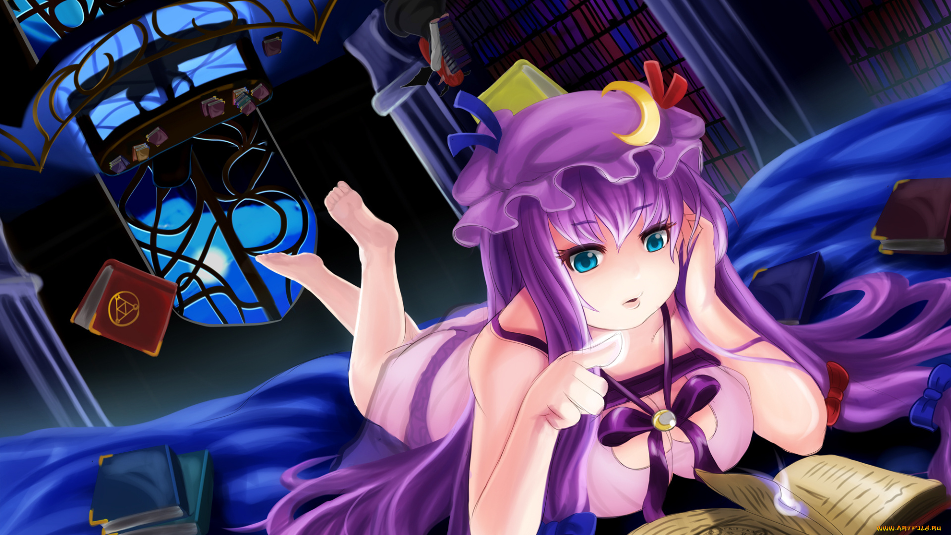 аниме, touhou, koakuma, книги, магия, библиотека, заклинание, kirisame, marisa, patchouli, knowledge