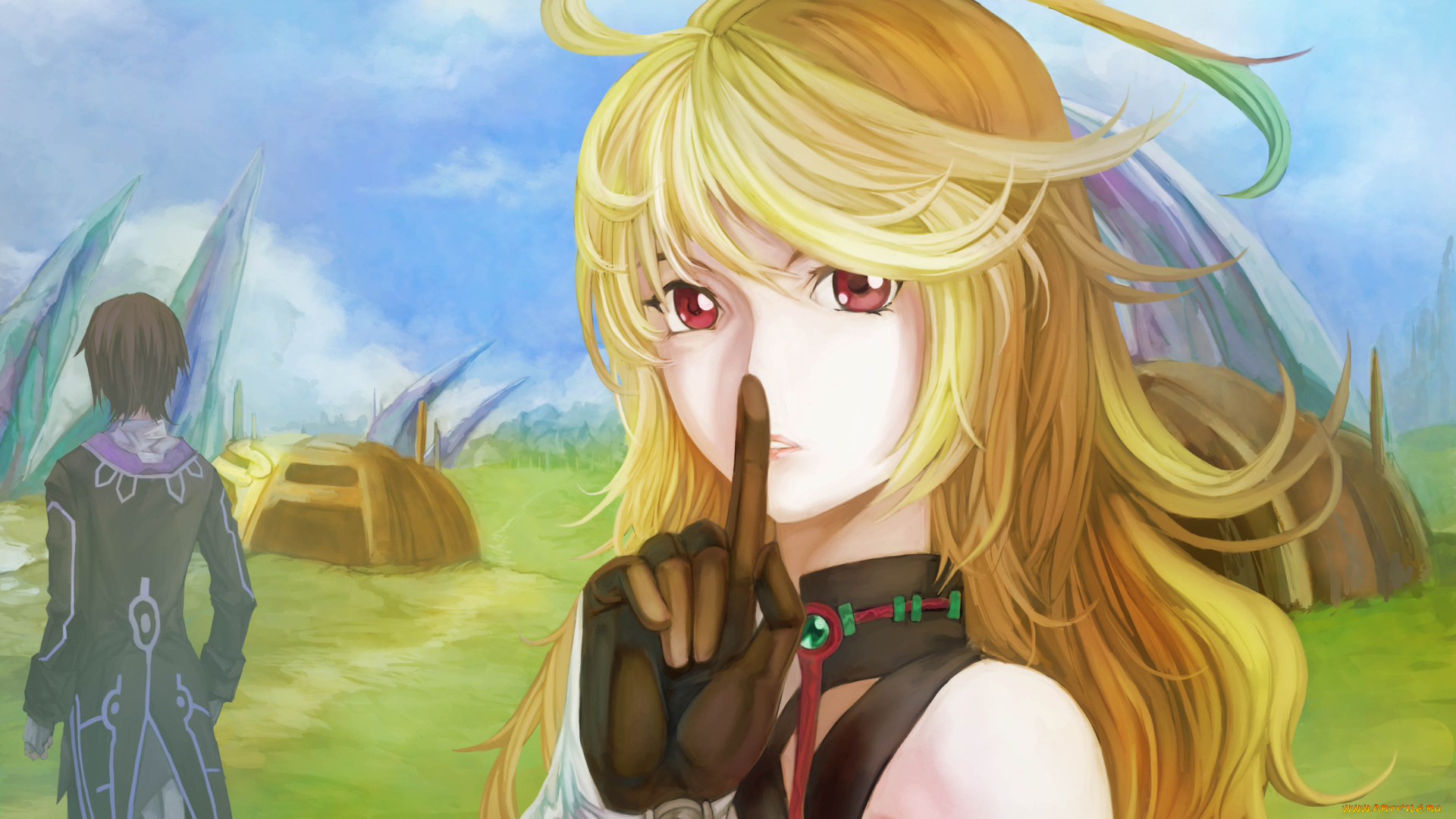 аниме, *unknown, другое, nanaya, девушка, milla, maxwell, парень, jude, mathis, жест, природа, скалы, tales, of