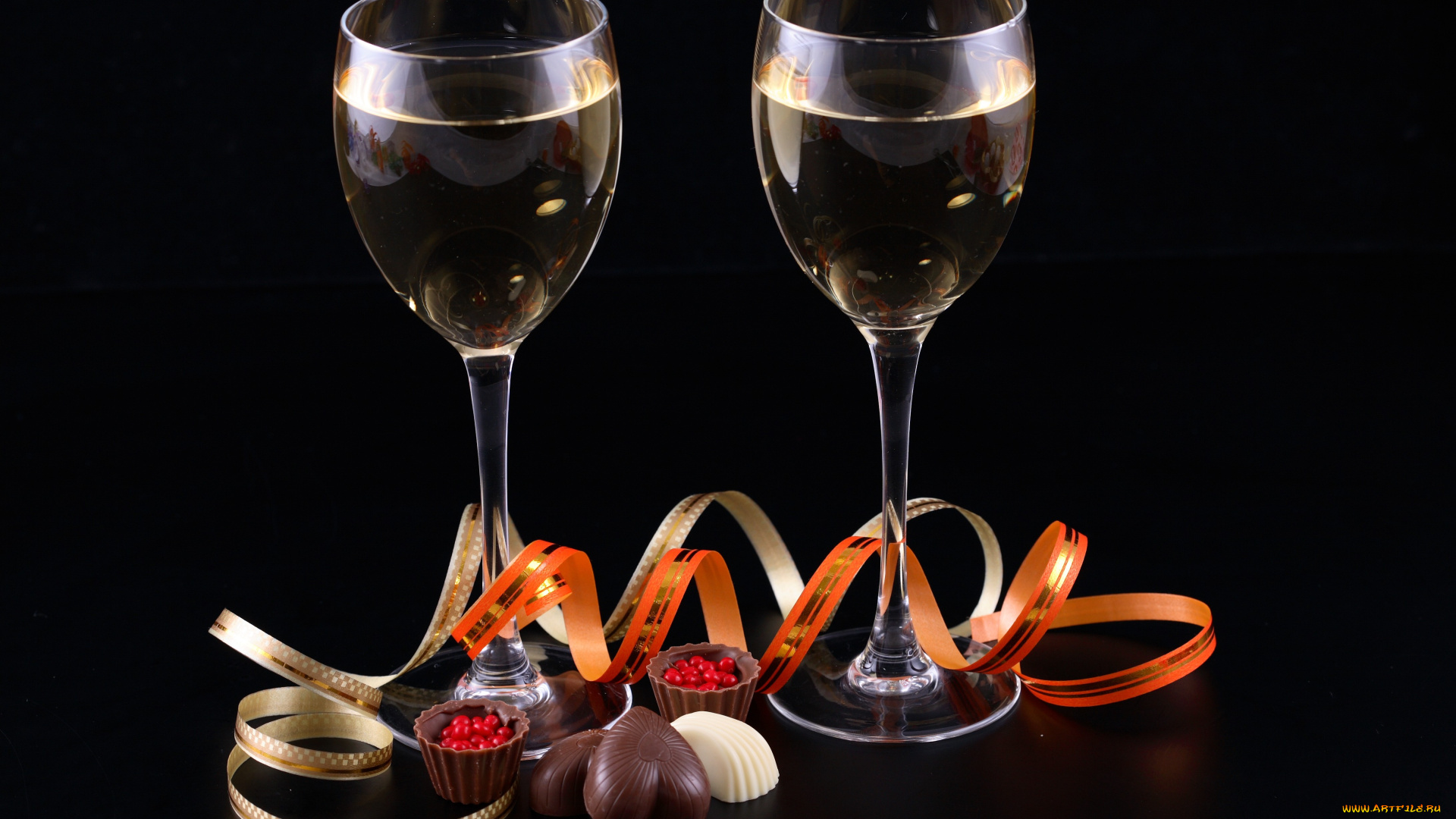 champagne, еда, напитки, вино, шоколад, бокалы, шампанское
