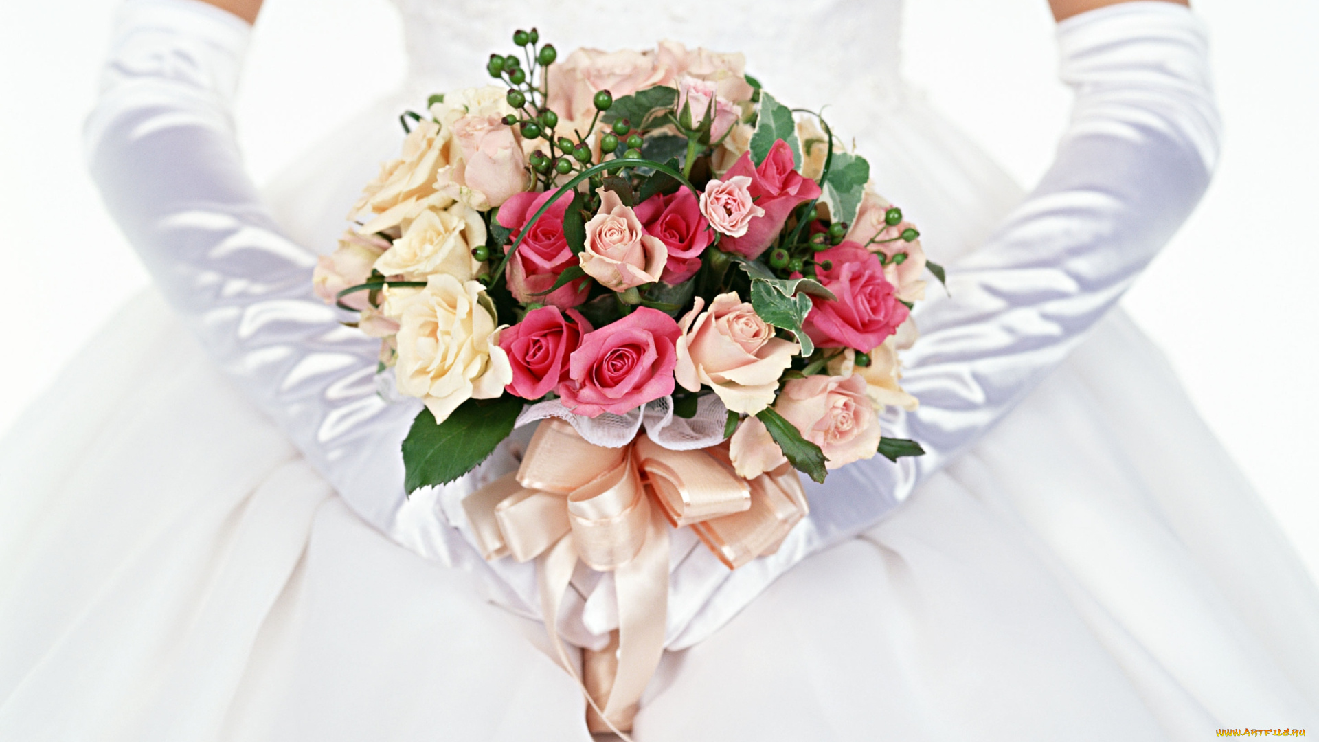 цветы, букеты, композиции, розы, невеста, бант