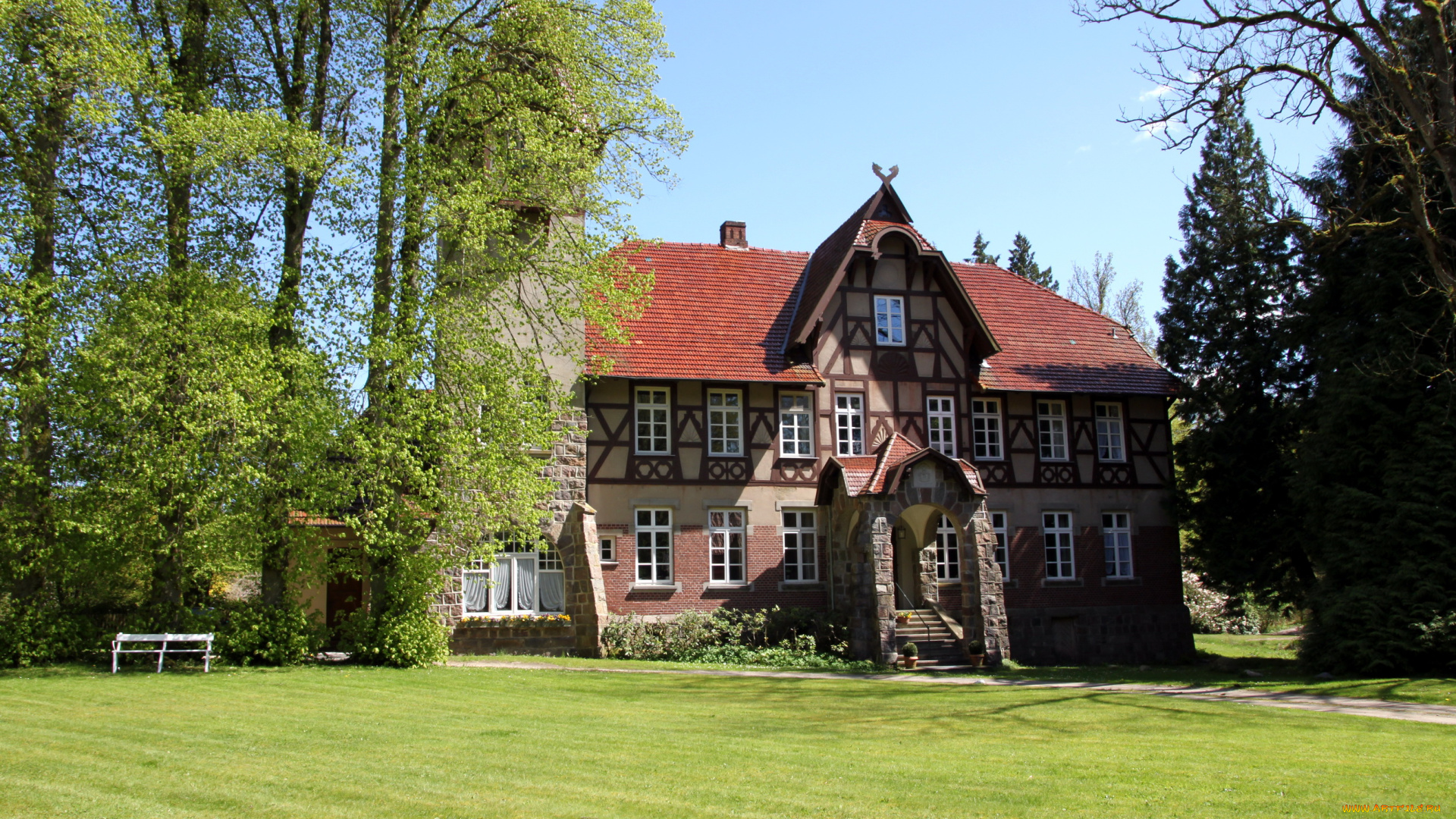 германия, бухгольц, ин, дер, нордхайде, города, здания, дома, дом, ландшафт