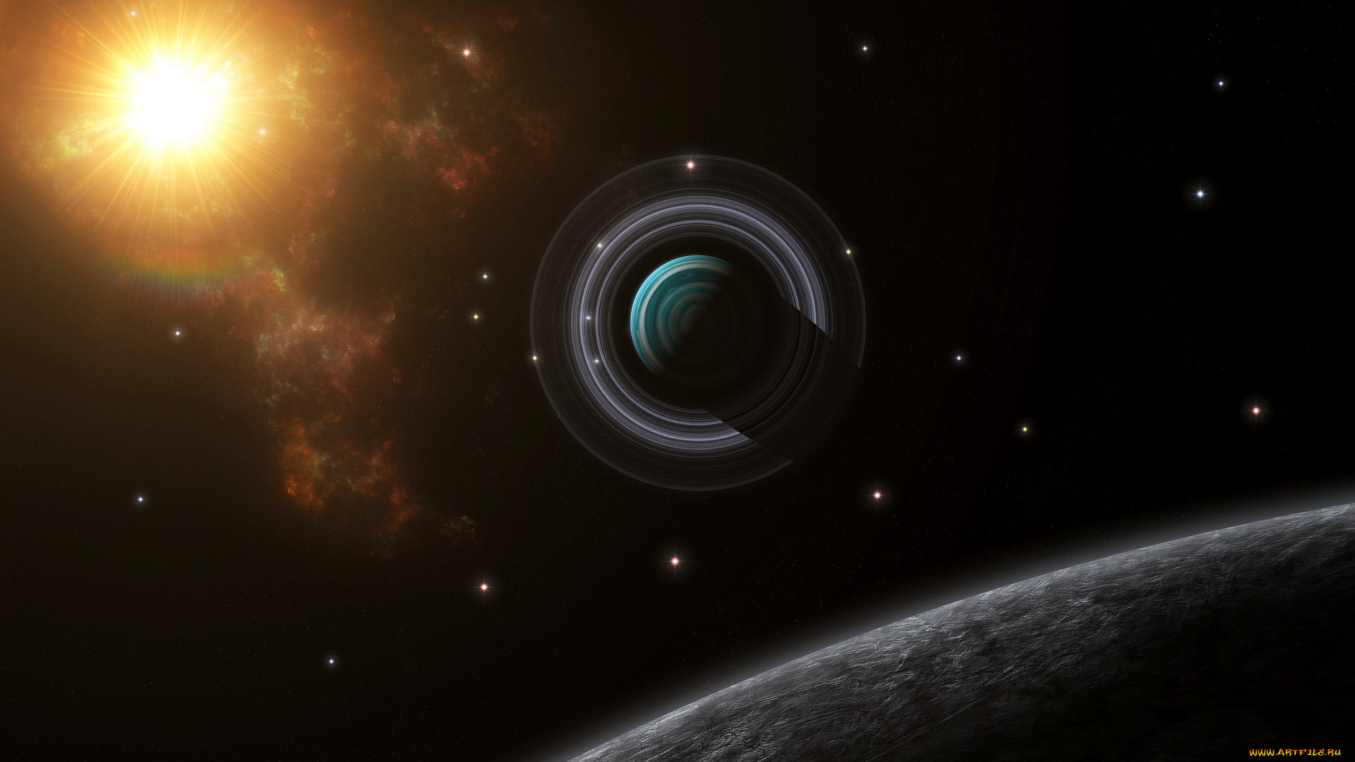 космос, арт, вселенная, планеты