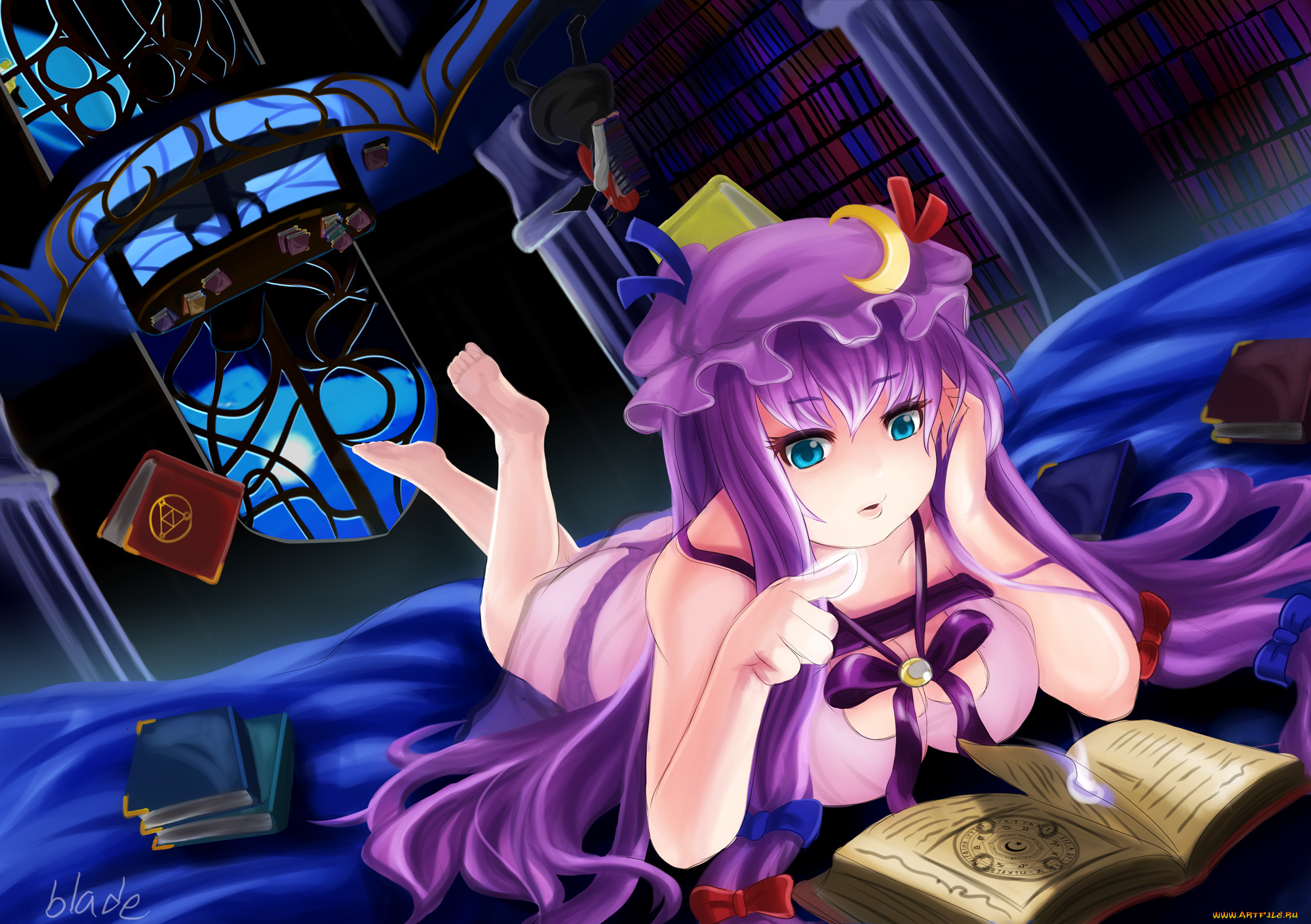 аниме, touhou, koakuma, книги, магия, библиотека, заклинание, kirisame, marisa, patchouli, knowledge