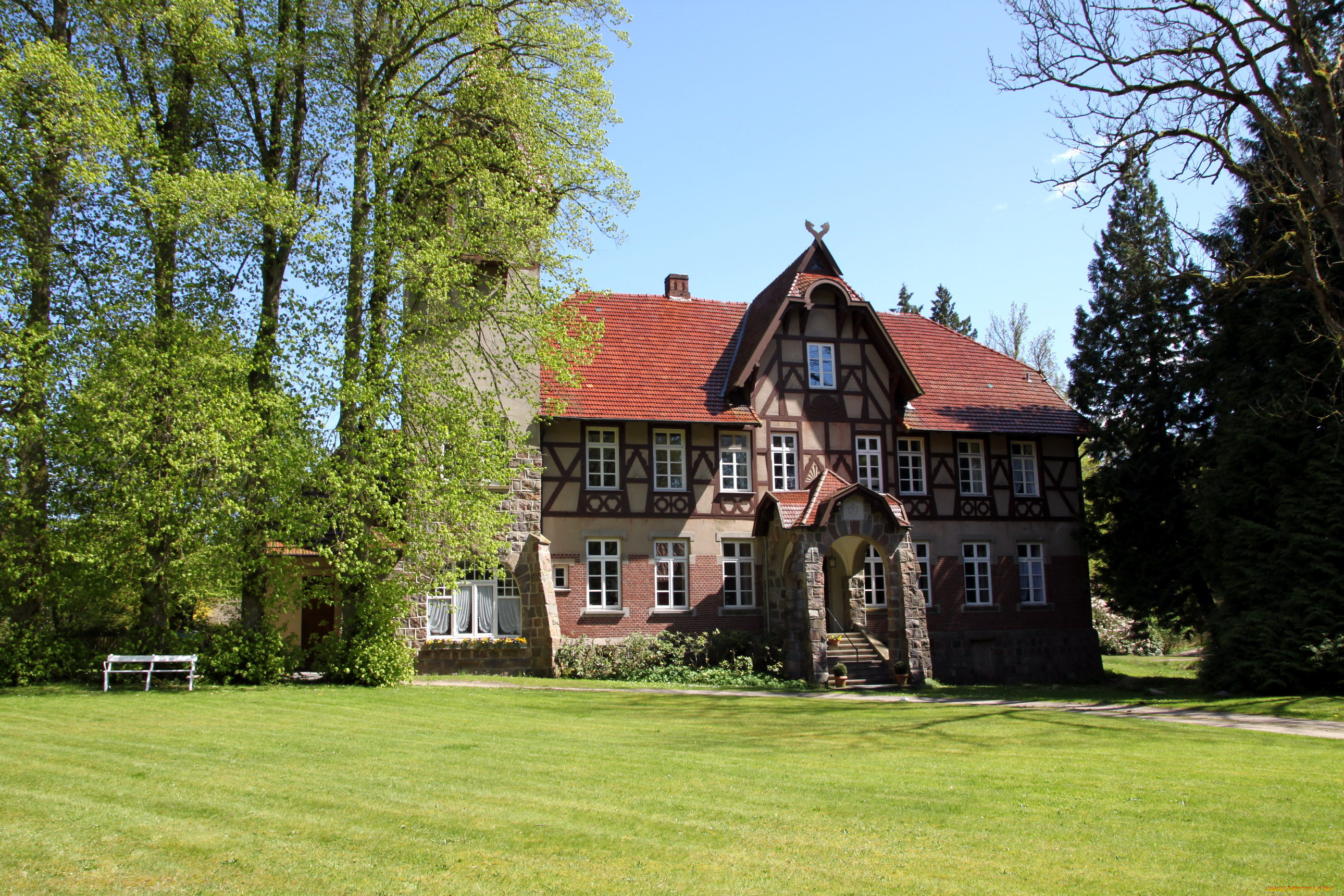 германия, бухгольц, ин, дер, нордхайде, города, здания, дома, дом, ландшафт