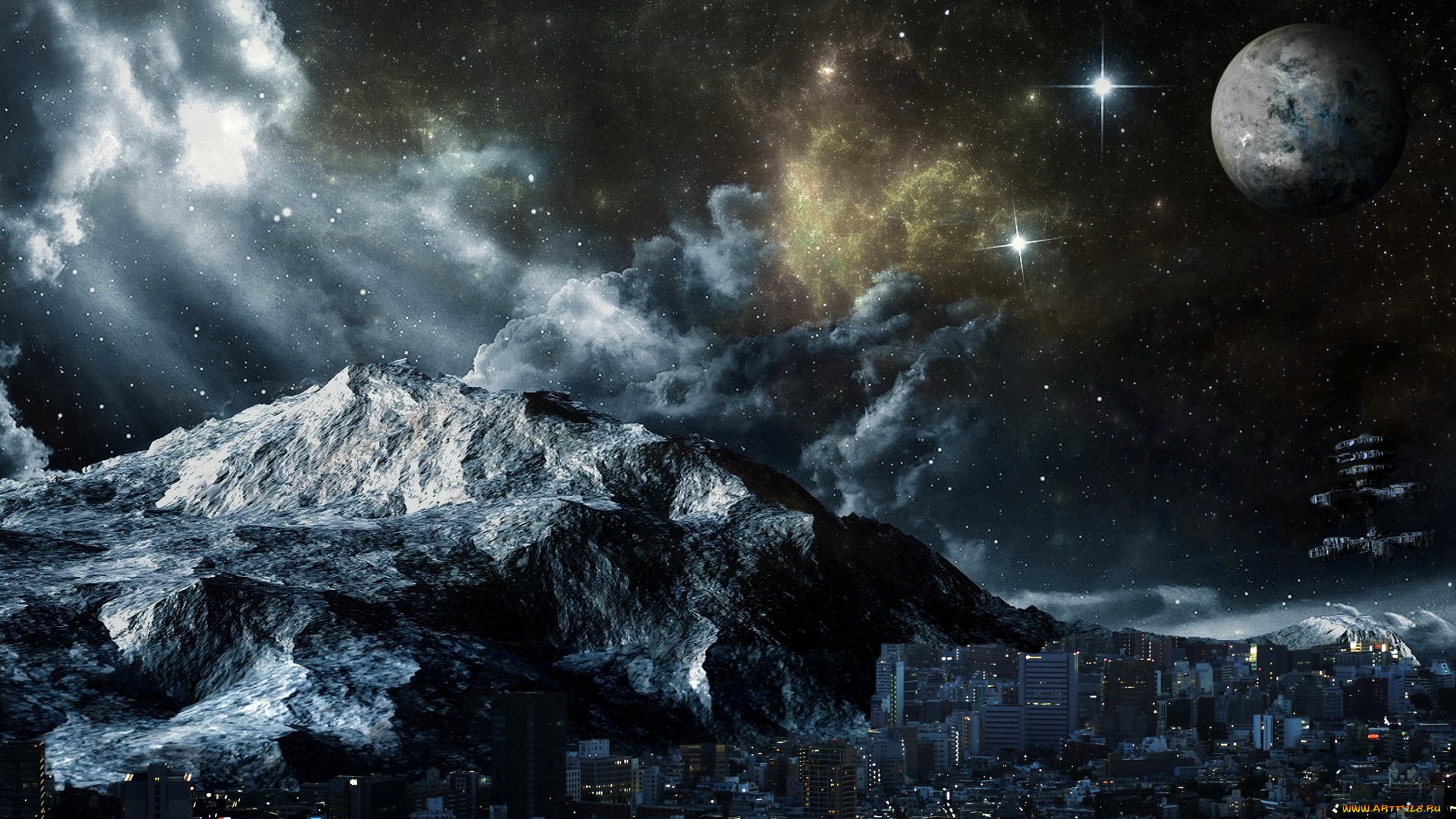 3д, графика, atmosphere, mood, атмосфера, настроения, горы, планеты, дома