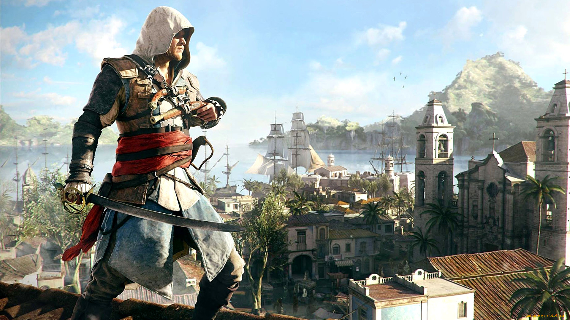 assassin`s, creed, iv, black, flag, видео, игры, сабля