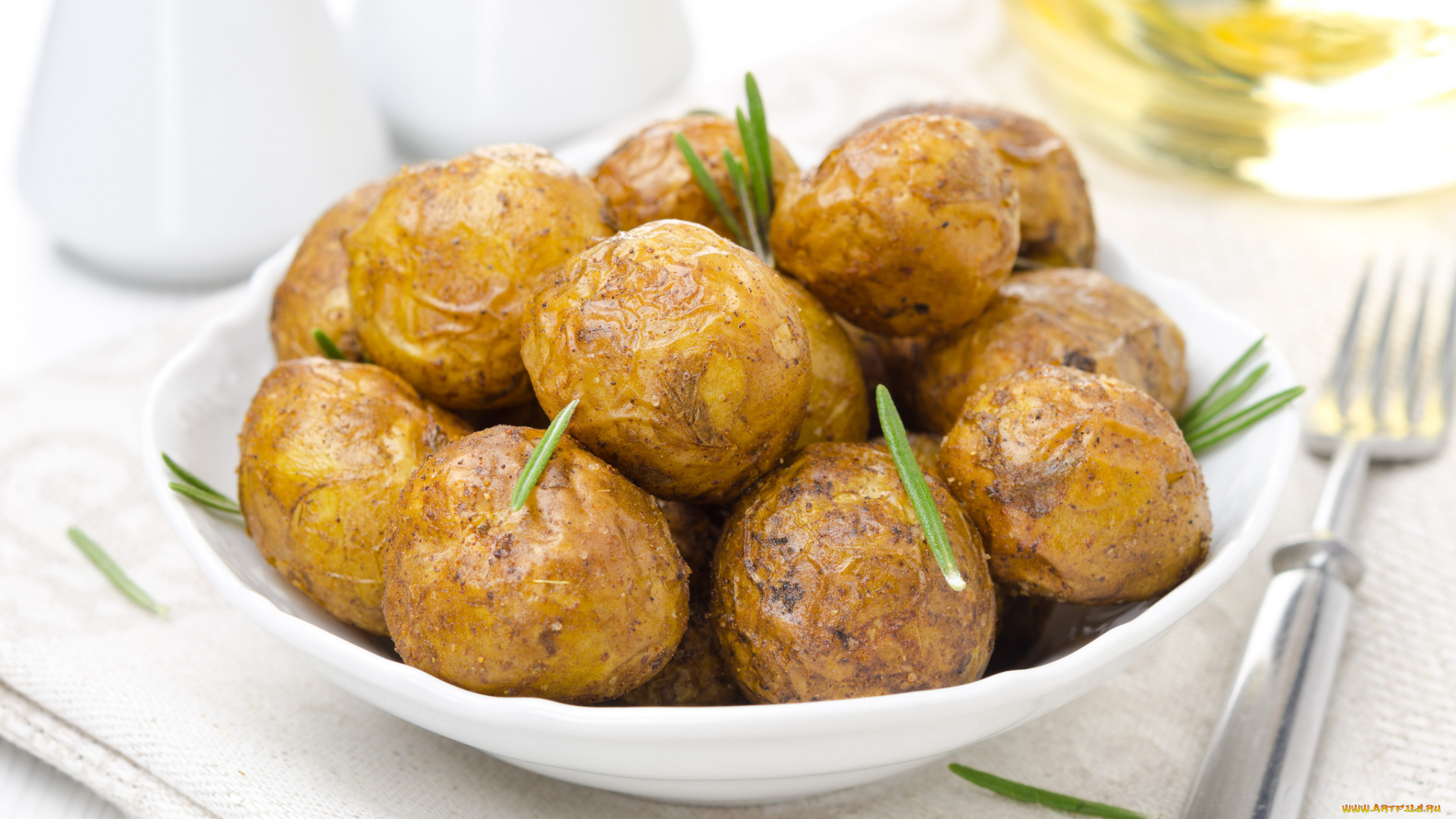 еда, картофель, розмарин, печеный