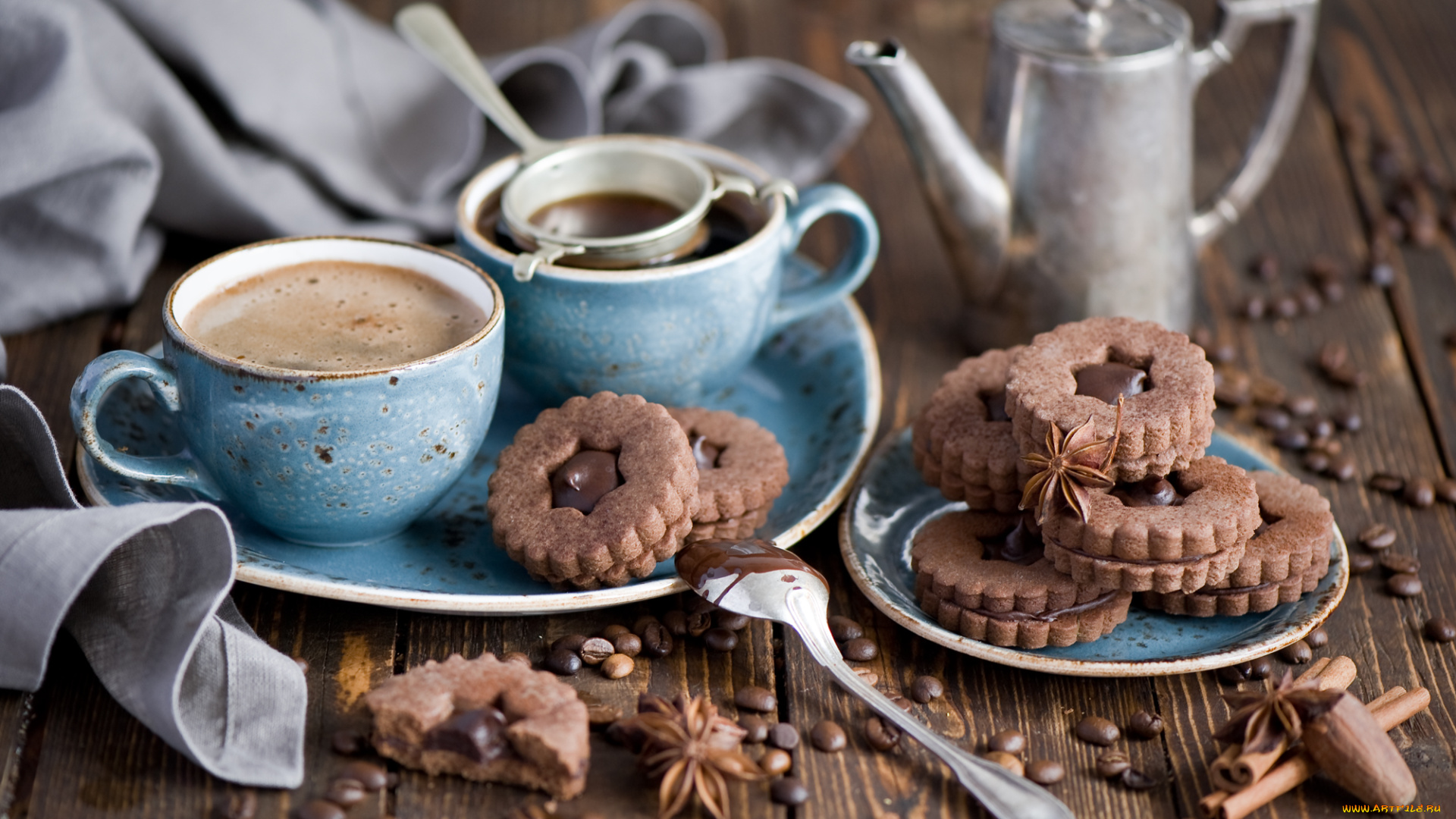 еда, разное, кофе, печенье, корица, бадьян