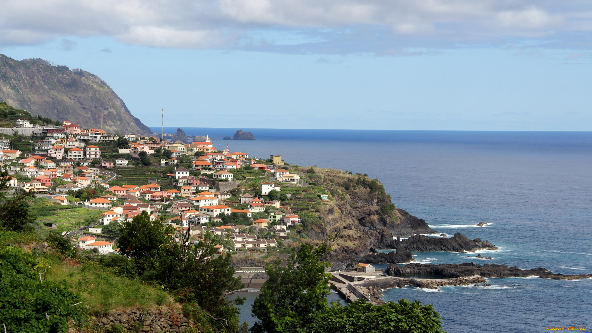 мадейра, города, панорамы, побережье, дома, португалия, море