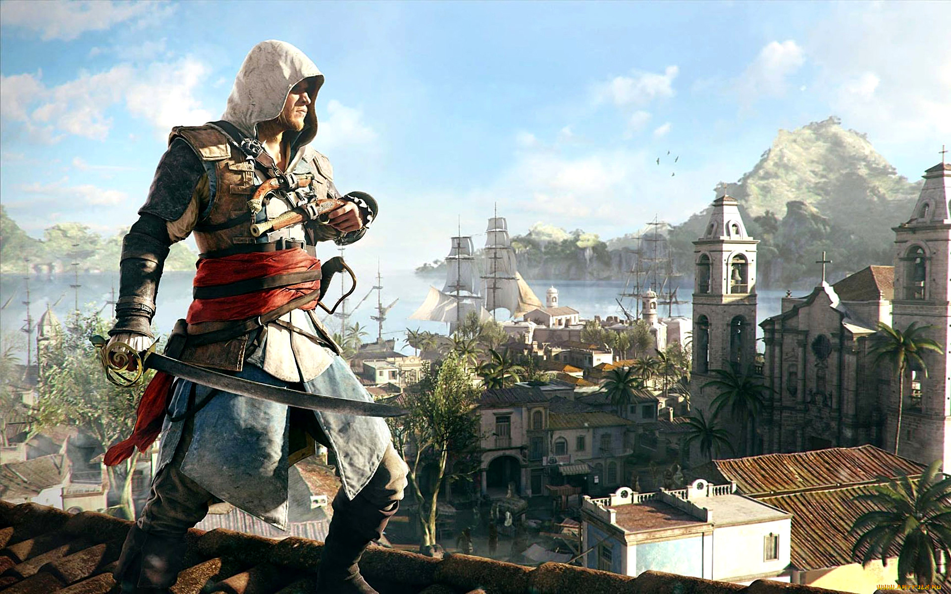 assassin`s, creed, iv, black, flag, видео, игры, сабля