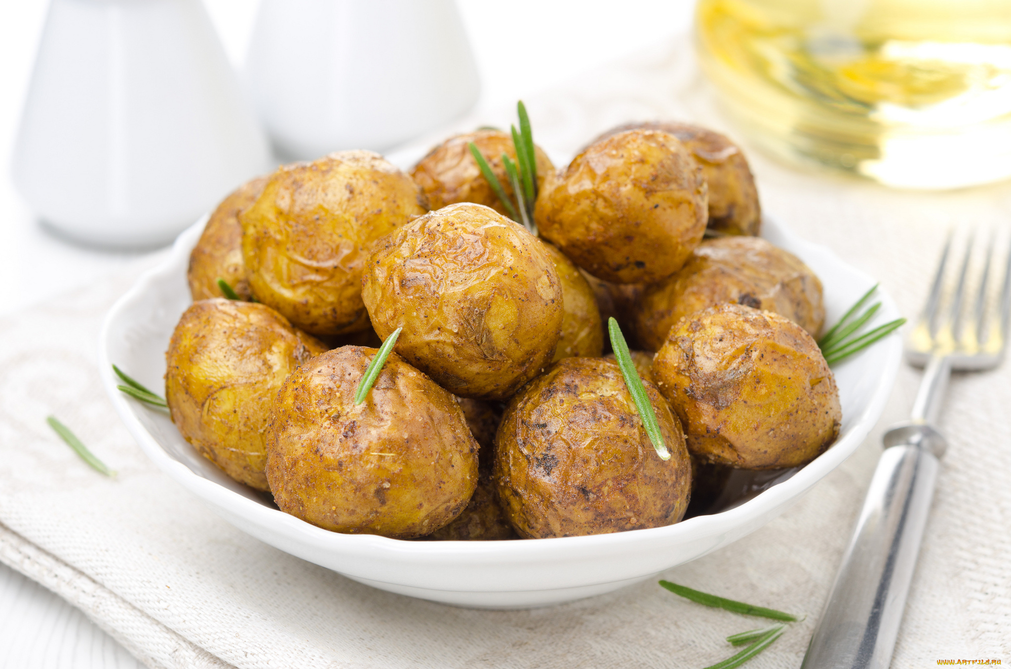 еда, картофель, розмарин, печеный