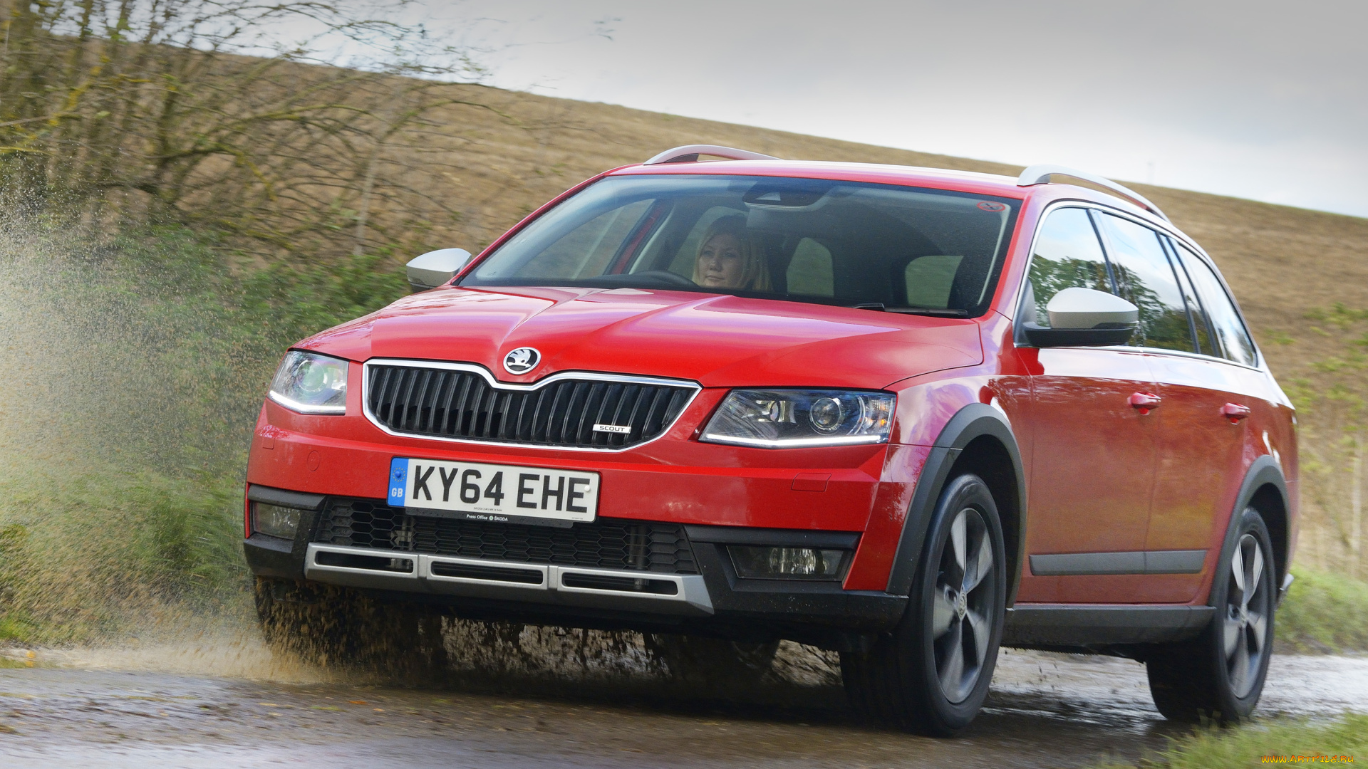 автомобили, skoda, octavia, scout, uk-spec, 5e, 2014г, красный