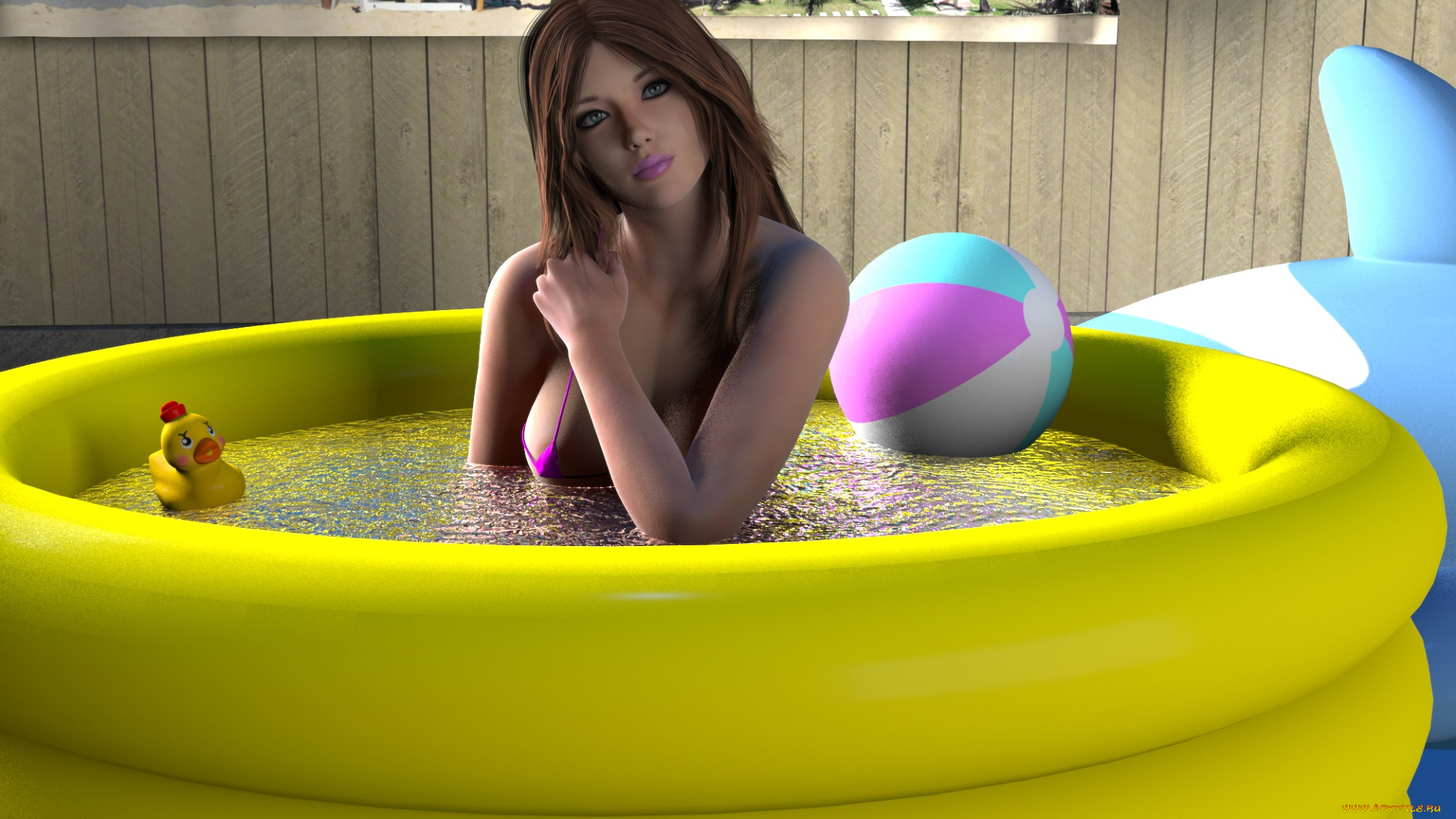 3д, графика, люди, , people, бассейн, фон, взгляд, девушка