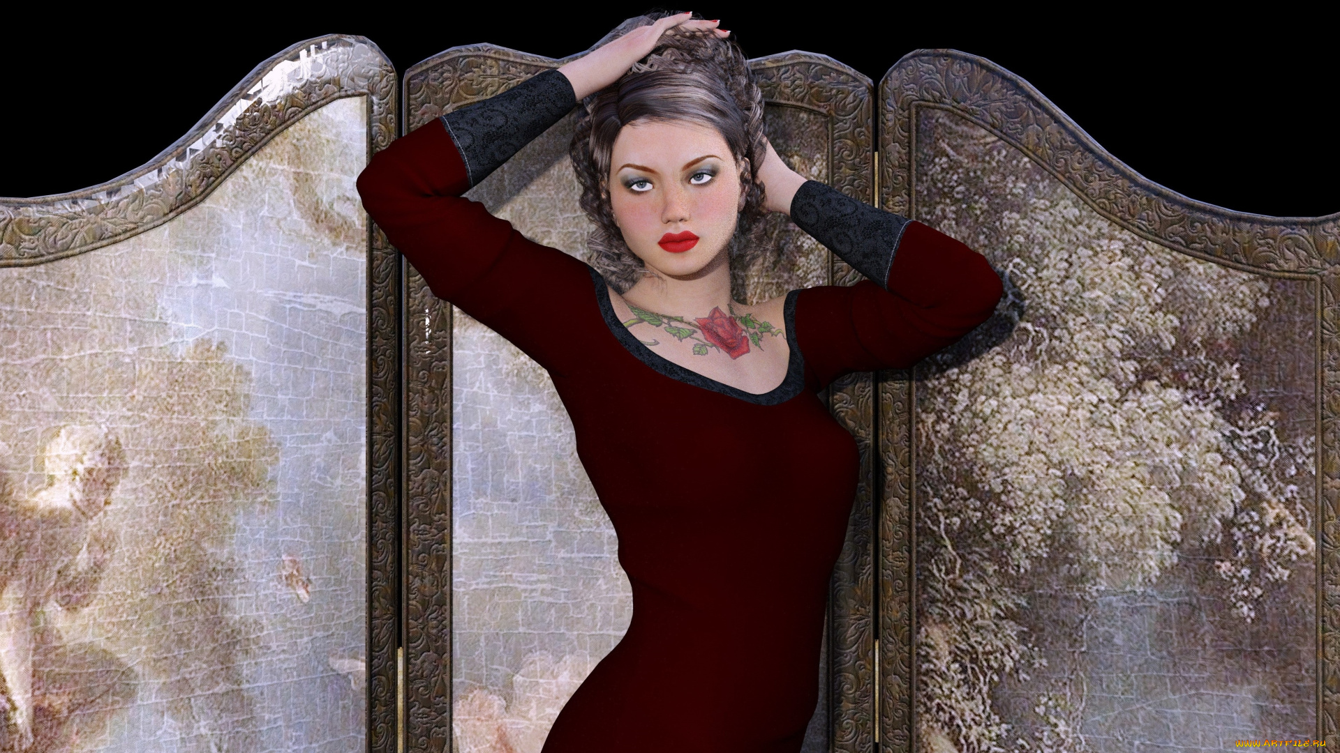 3д, графика, люди, , people, фон, взгляд, девушка