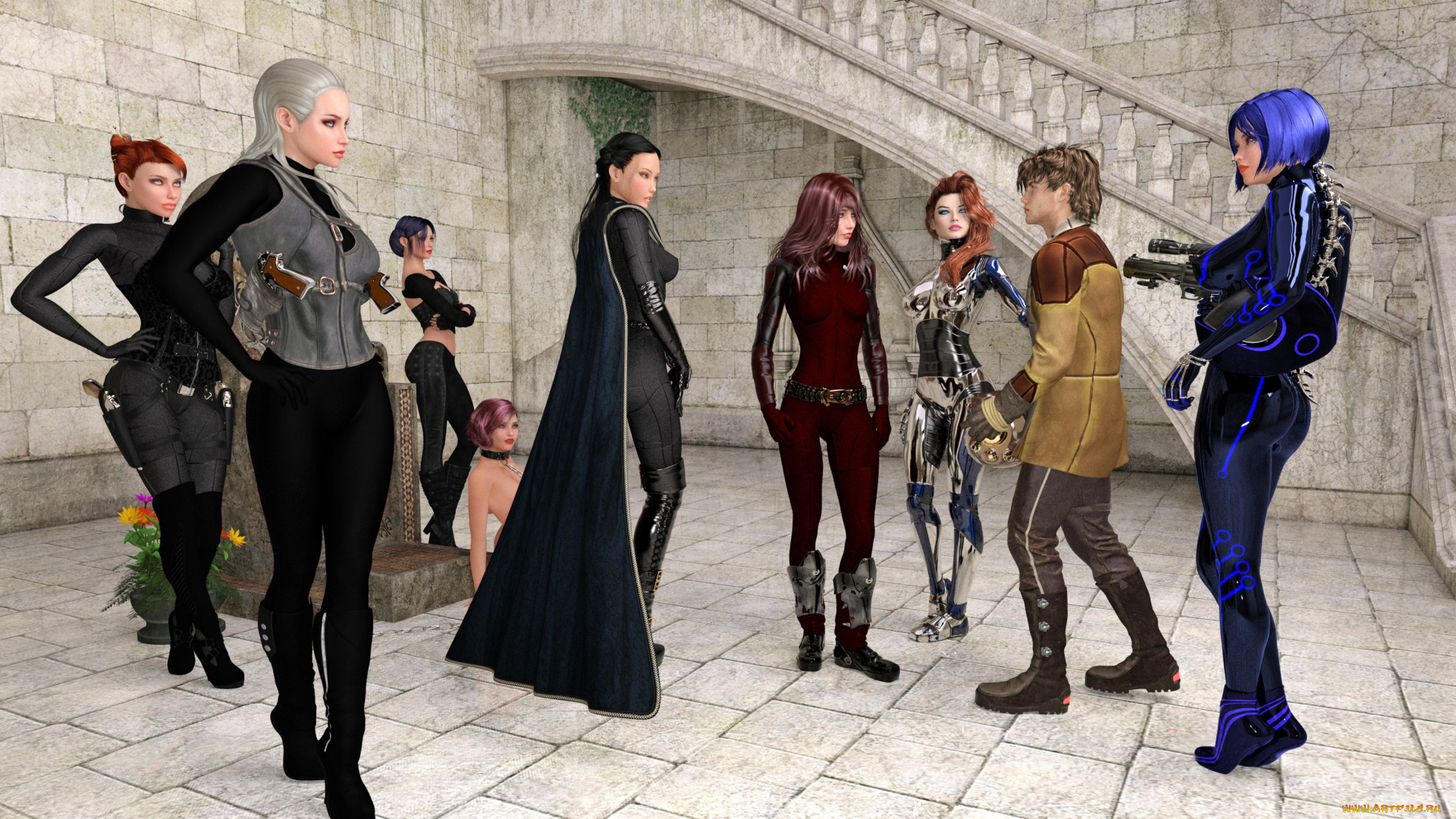 3д, графика, люди, , people, мужчина, фон, взгляд, девушки