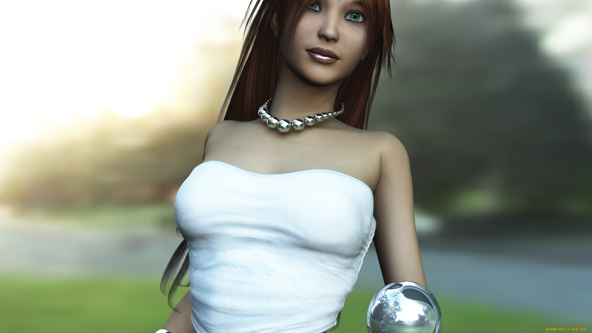 3д, графика, люди, , people, взгляд, девушка, шар, фон