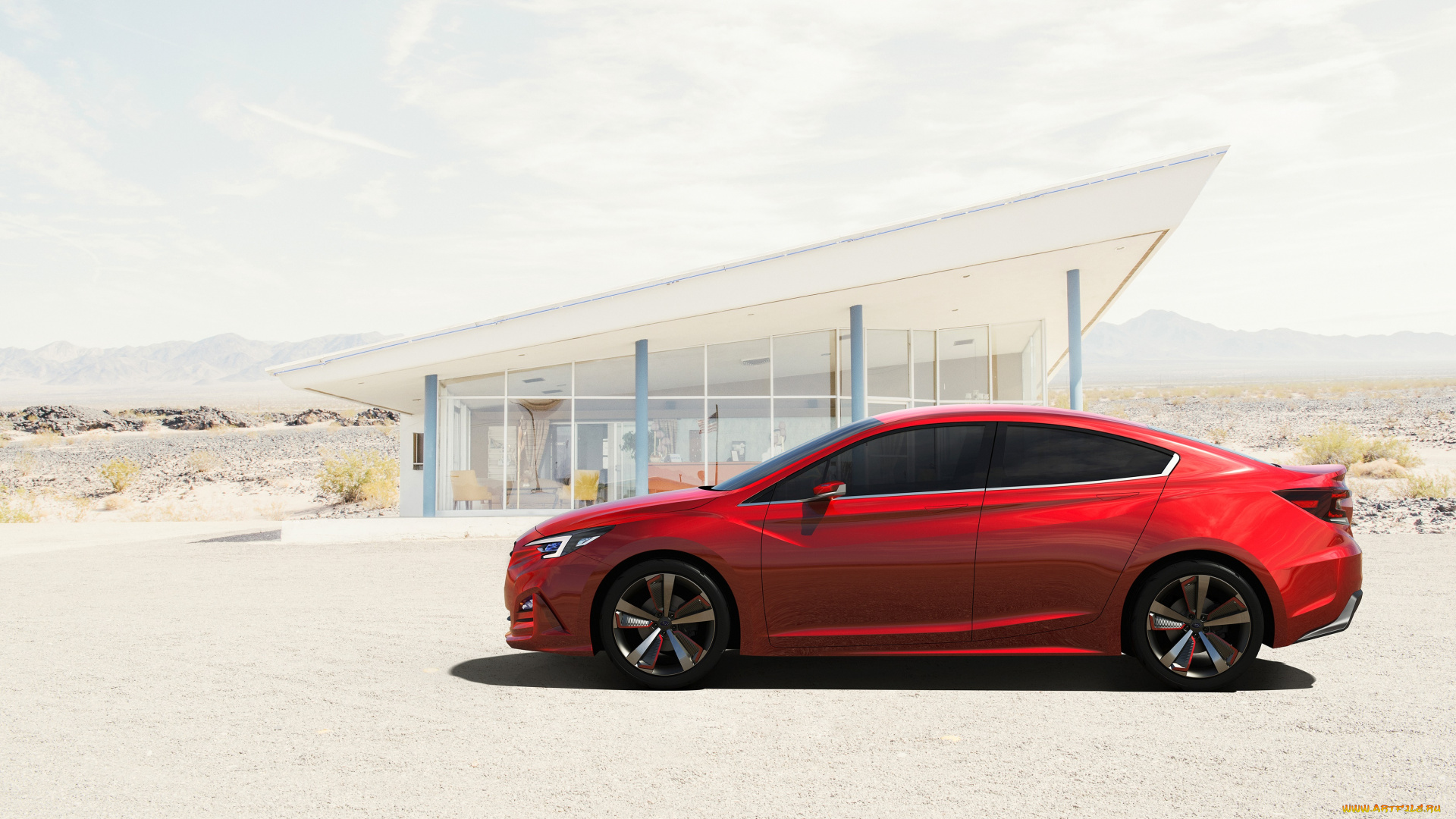 автомобили, subaru, impreza, красный, 2015г, concept, sedan