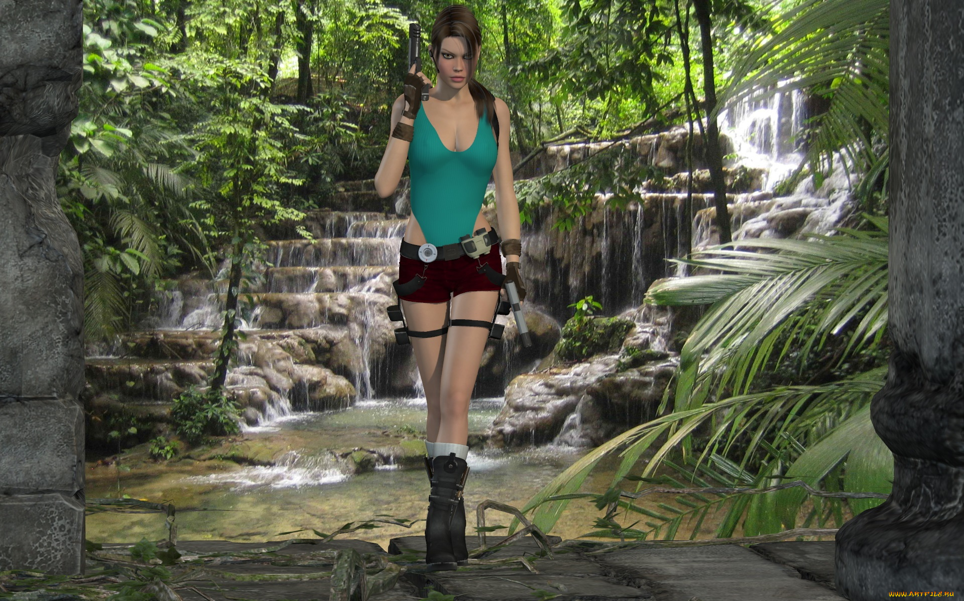 3д, графика, фантазия, , fantasy, оружие, взгляд, фон, девушка